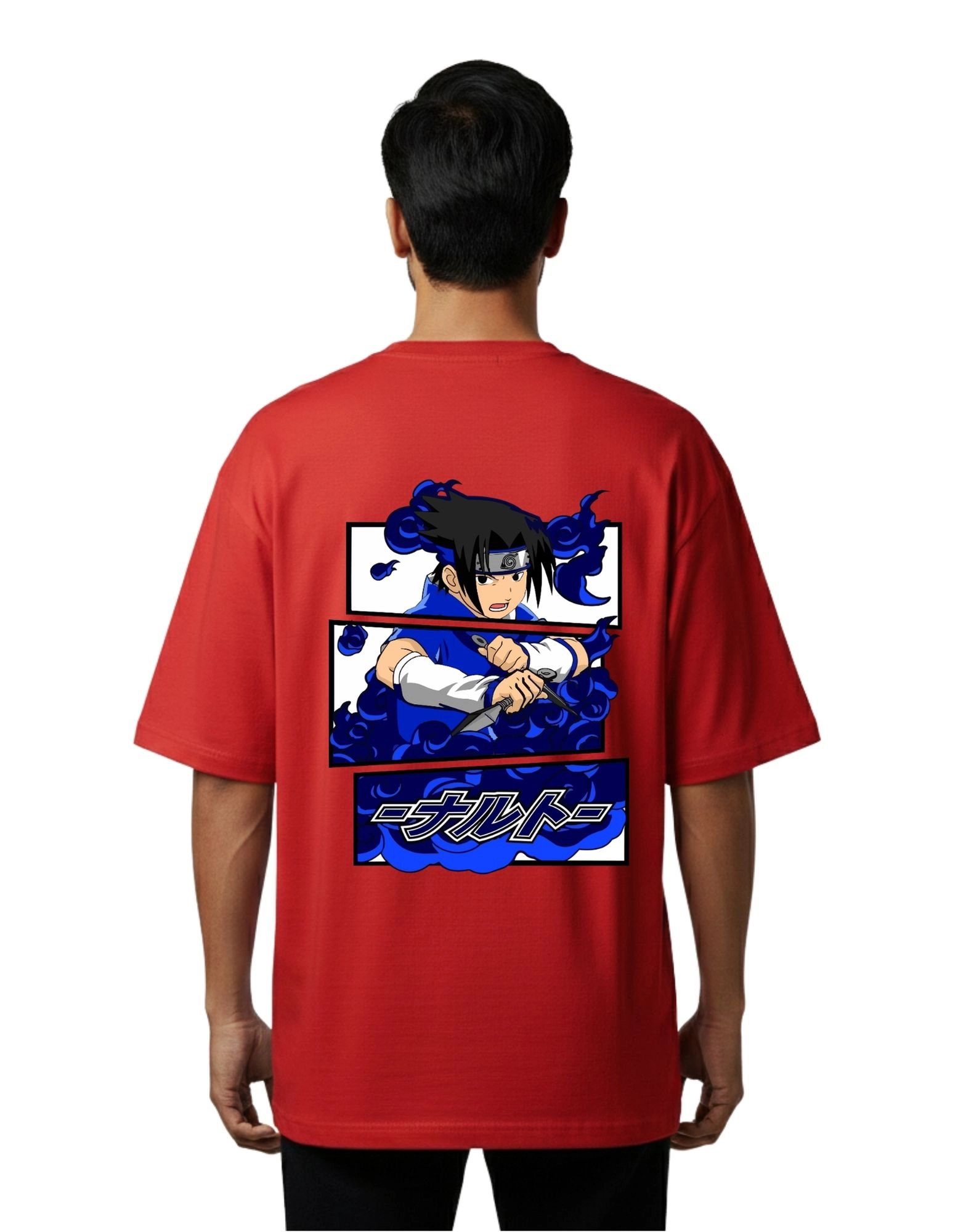 Uchiha Anime Oversized Cotton French Terry T-Shirt 240 GSM Red