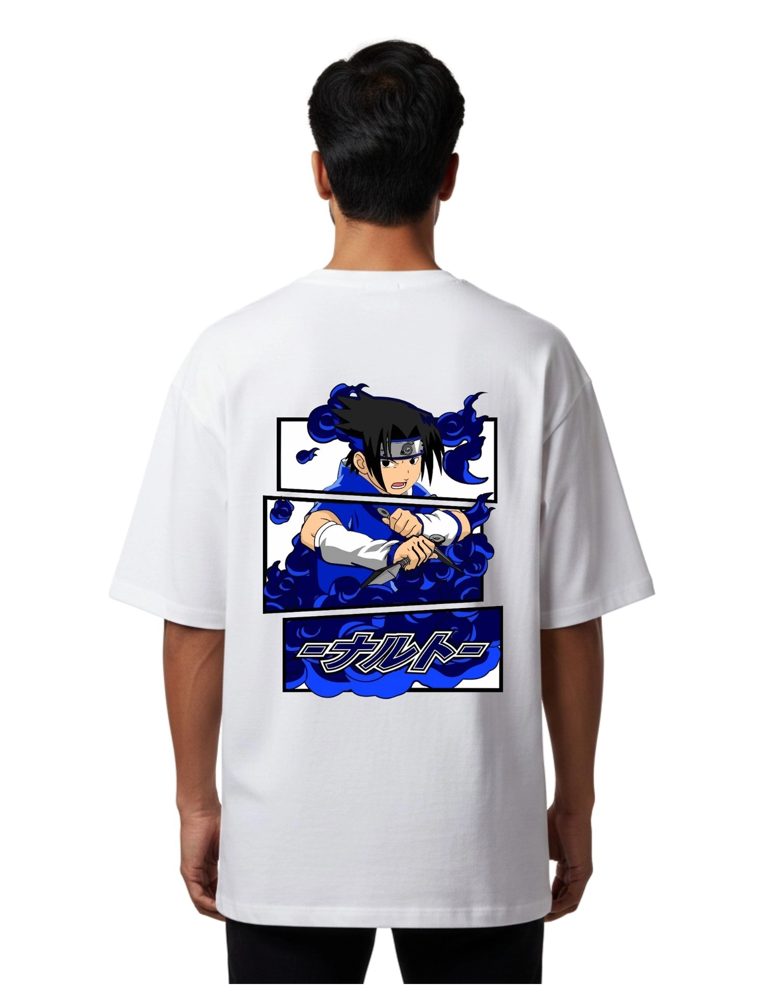 Uchiha Anime Oversized Cotton French Terry T-Shirt 240 GSM White