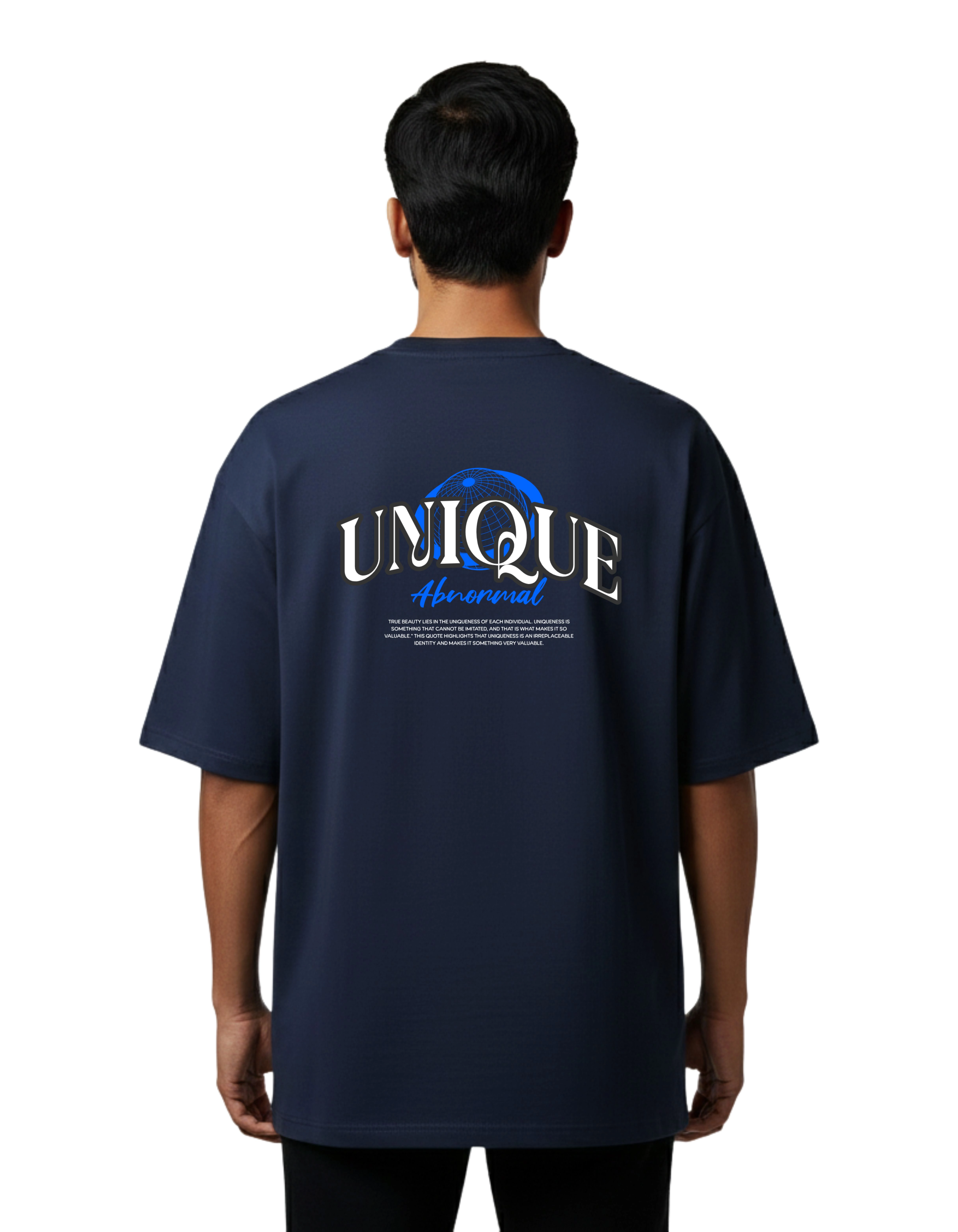 Unique Abnormal Oversize Cotton French Terry T-Shirt 240 GSM Navy Blue
