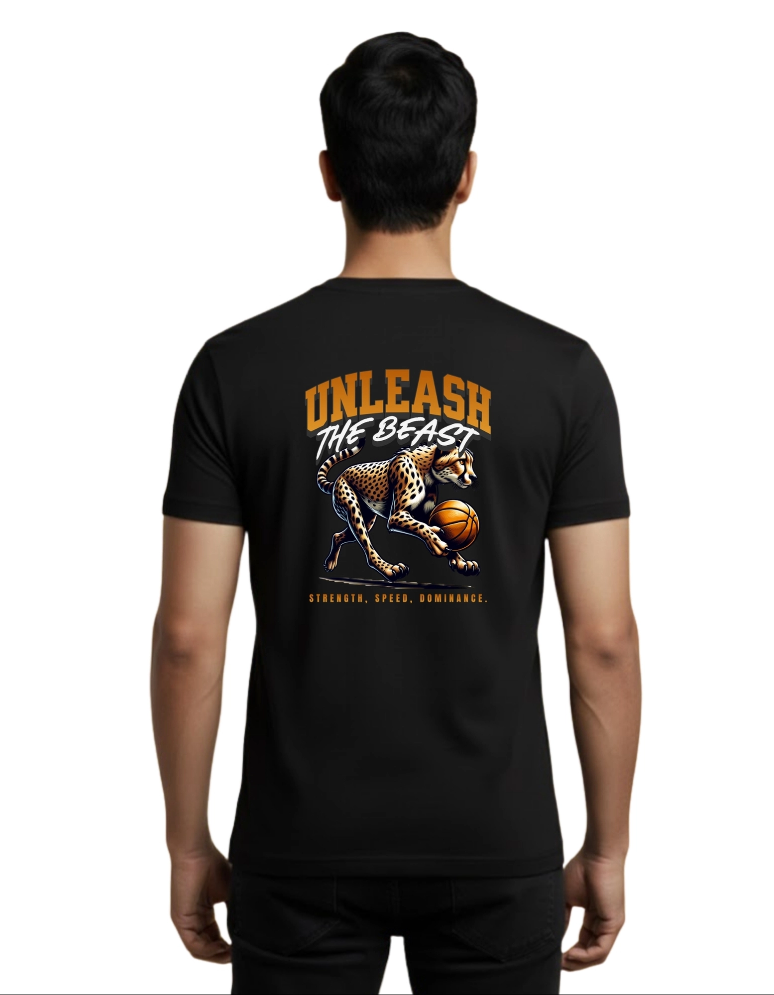 Unleash The Beast Cotton Round Neck T-Shirt 180 GSM Black
