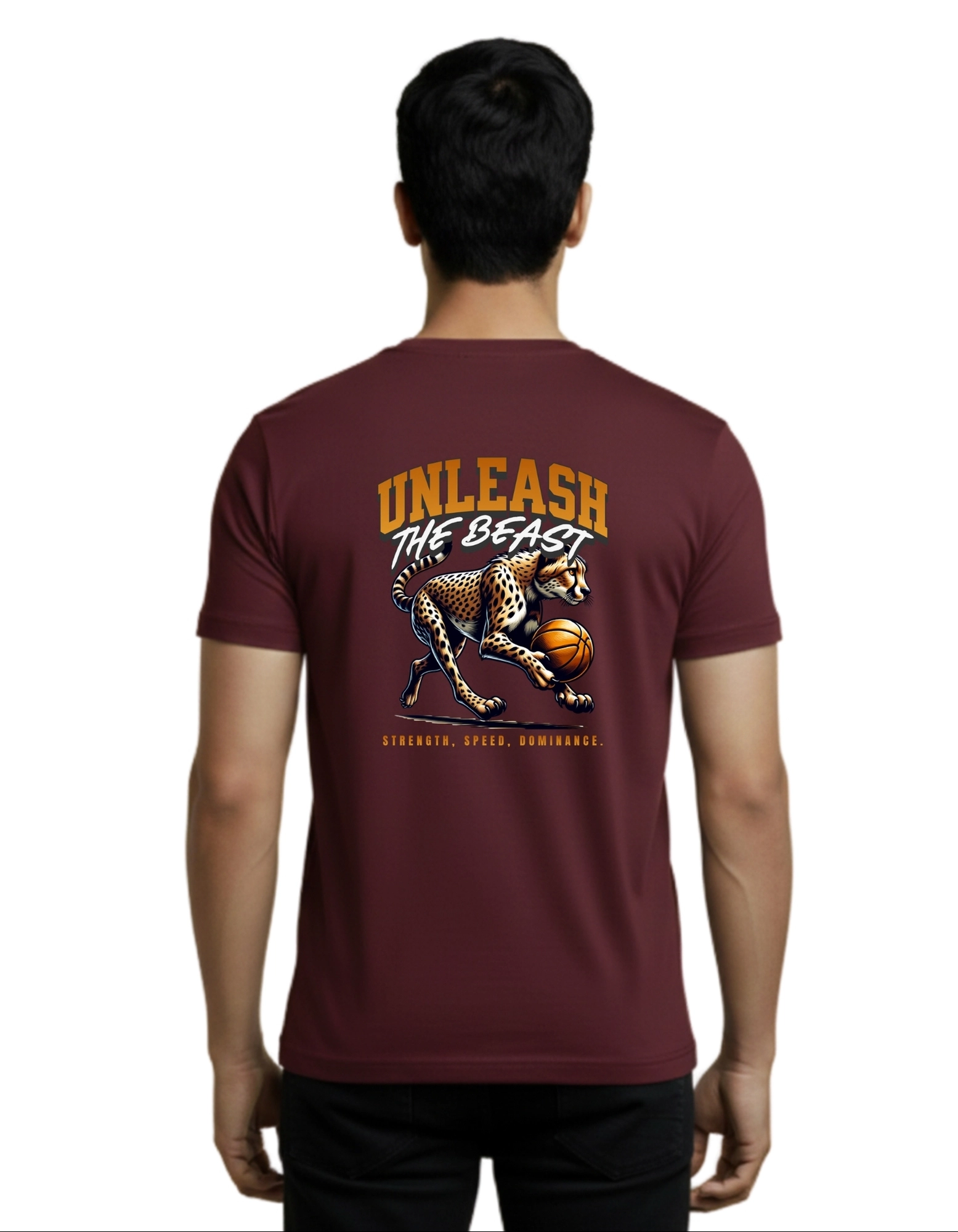 Unleash The Beast Cotton Round Neck T-Shirt 180 GSM Maroon