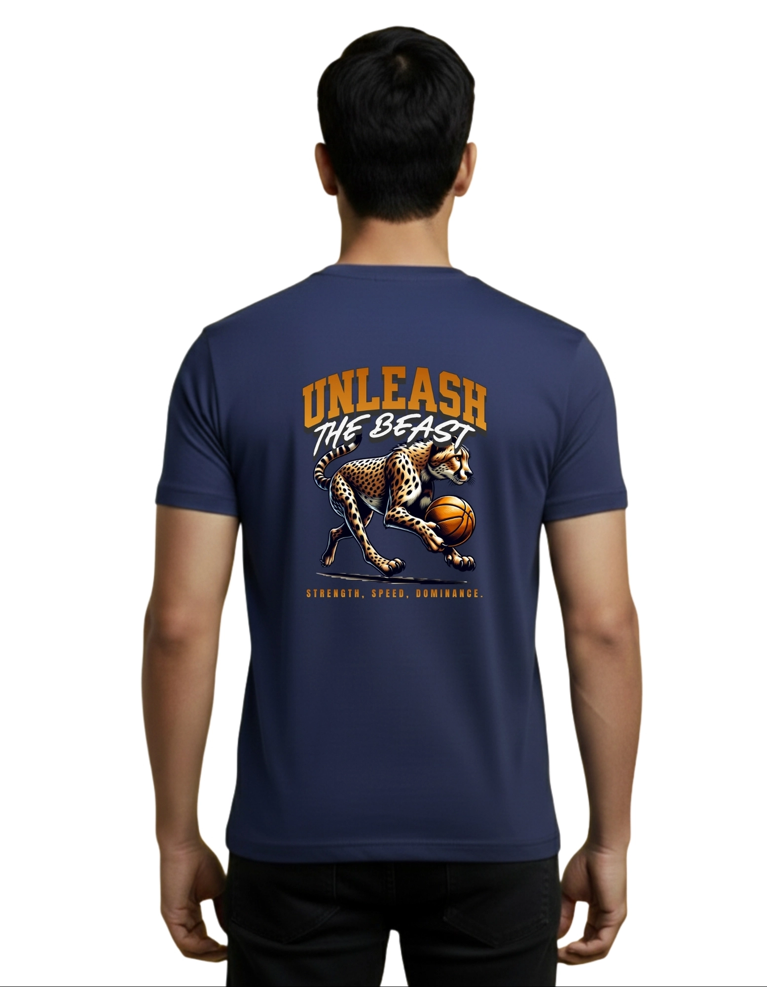 Unleash The Beast Cotton Round Neck T-Shirt 180 GSM Navy Blue