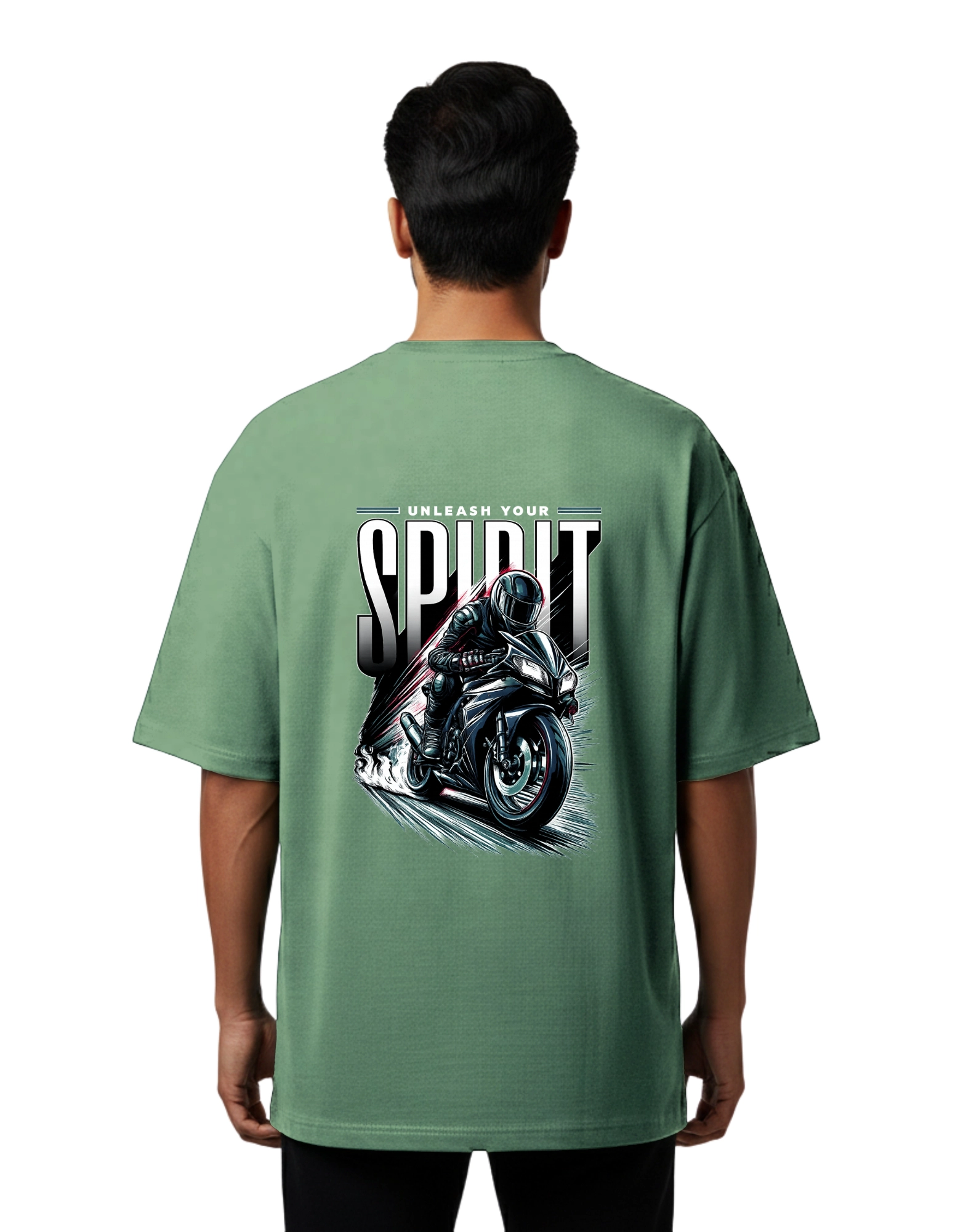 Unleash Your Spirit Oversized Cotton French Terry T-Shirt 240 GSM D Green