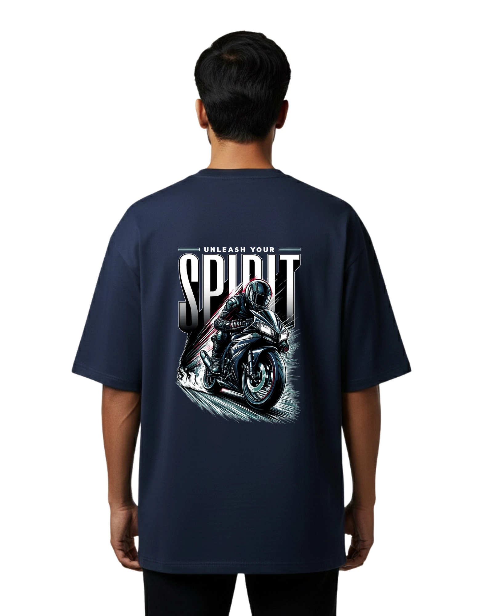 Unleash Your Spirit Oversized Cotton French Terry T-Shirt 240 GSM Navy Blue