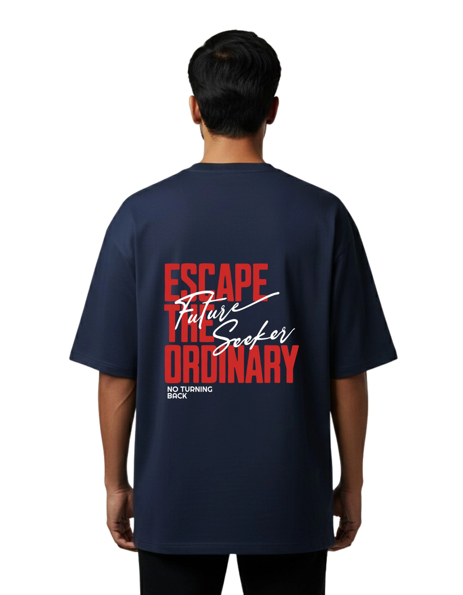 Unr Est Oversized Cotton French Terry T-Shirt 240 GSM Navy Blue