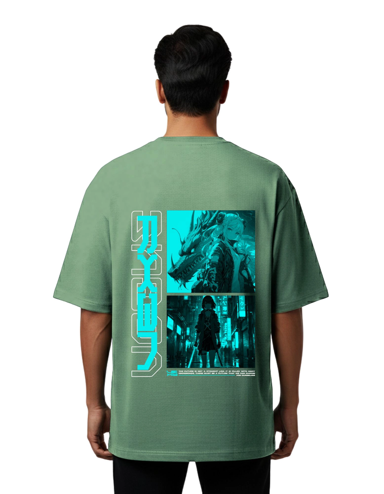 Urban Vogue Oversized French Terry T-Shirt 240 GSM Half Sleeve D Green