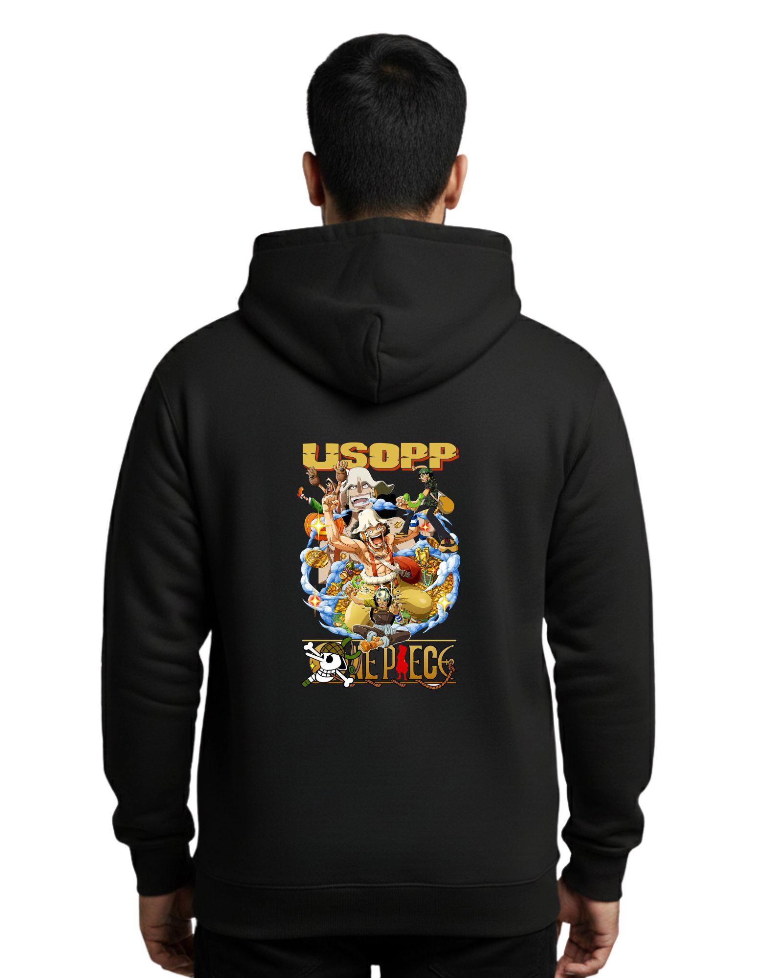 Usopp Cotton Hoodie Without Zipper 300 GSM Black
