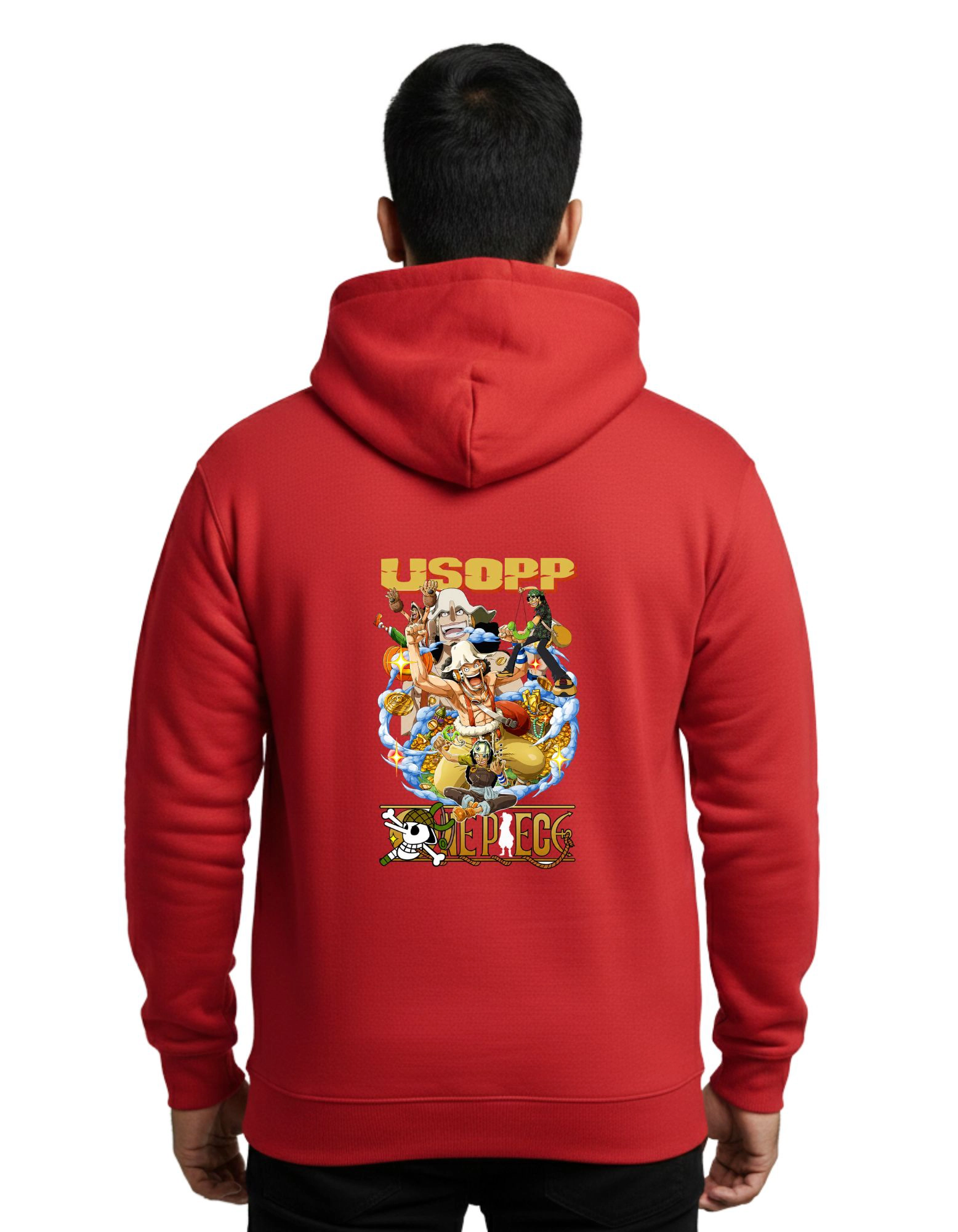 Usopp Cotton Hoodie Without Zipper 300 GSM Red