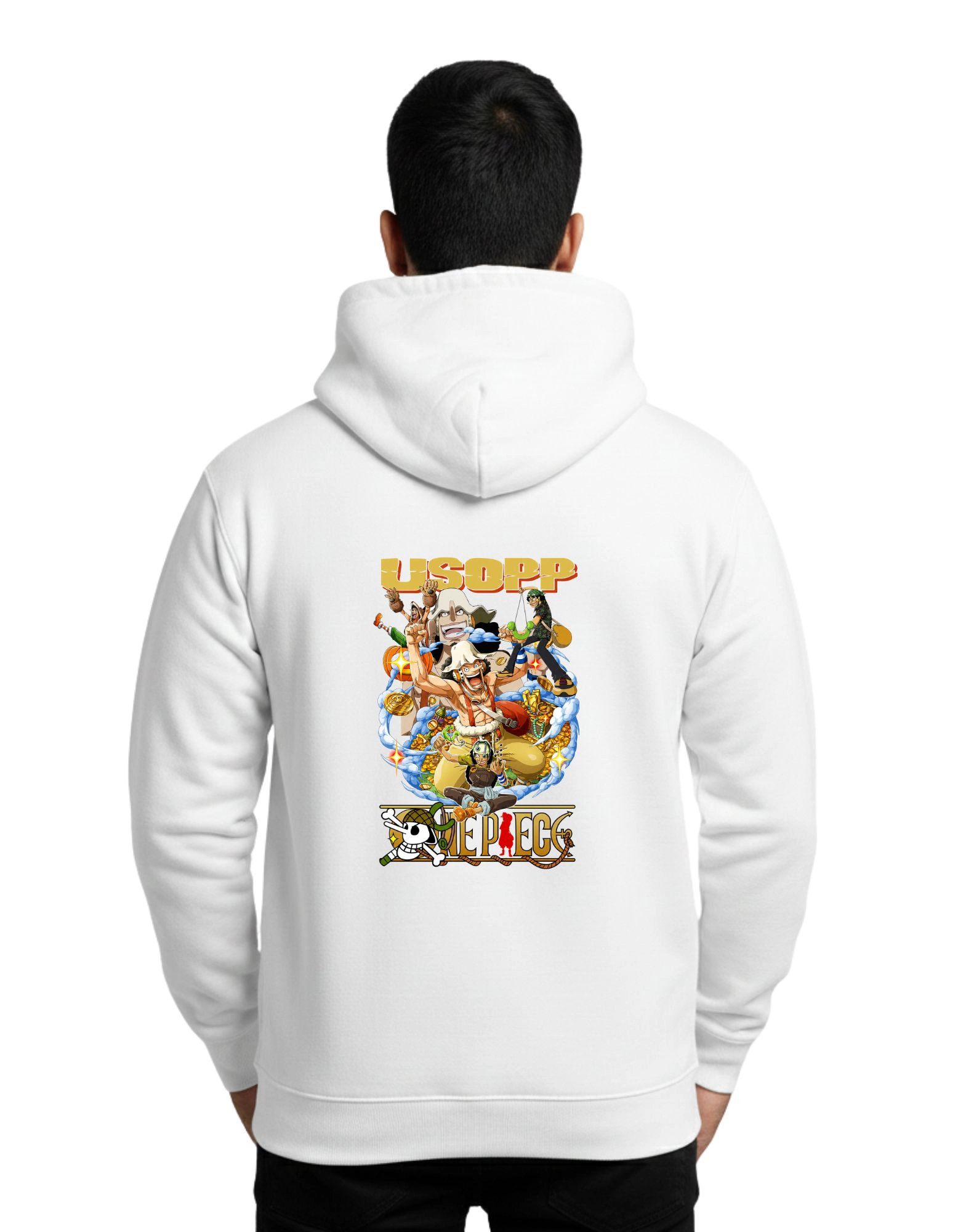 Usopp Cotton Hoodie Without Zipper 300 GSM White