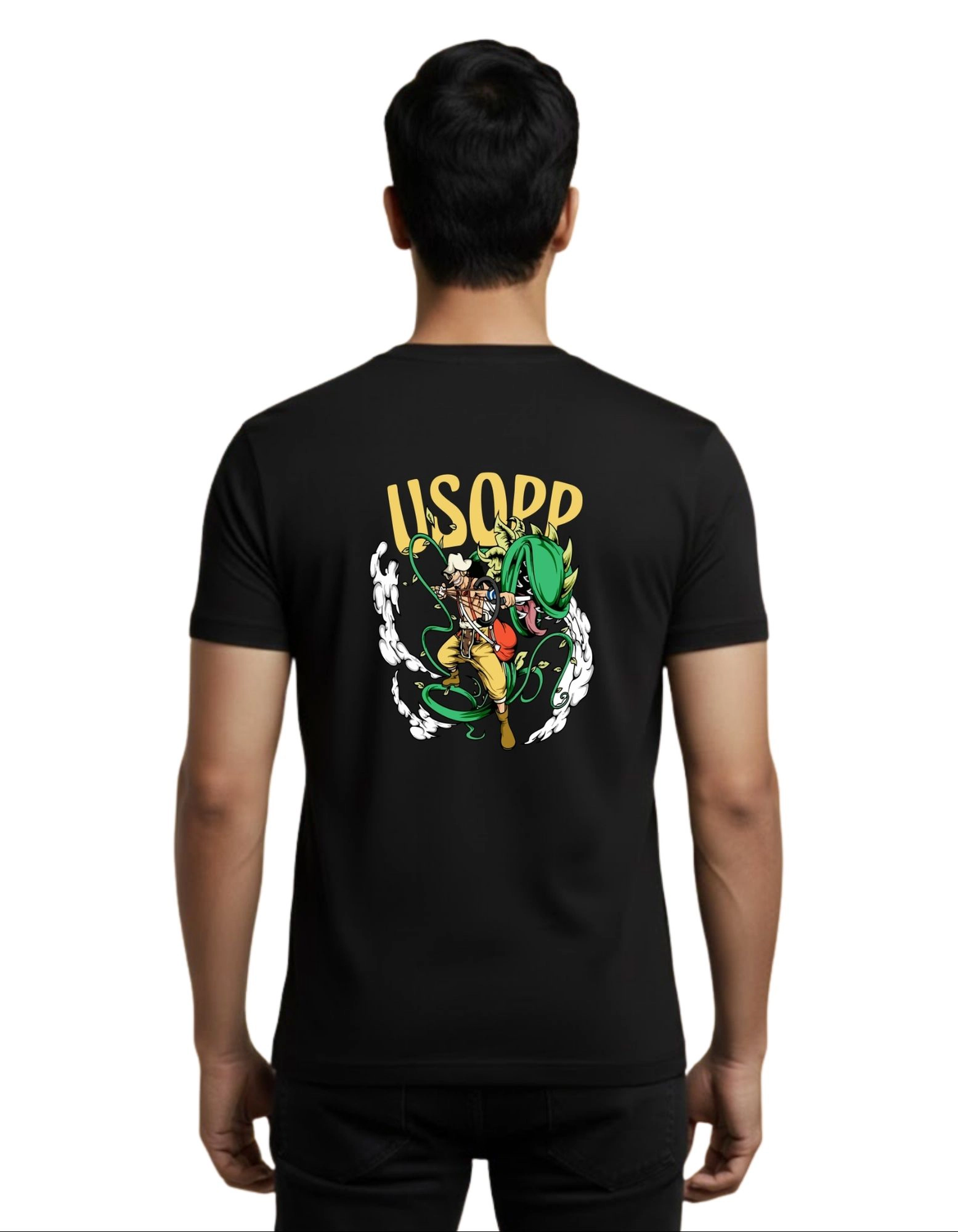 Usopp Cotton Round Neck T-Shirt 180 GSM Black