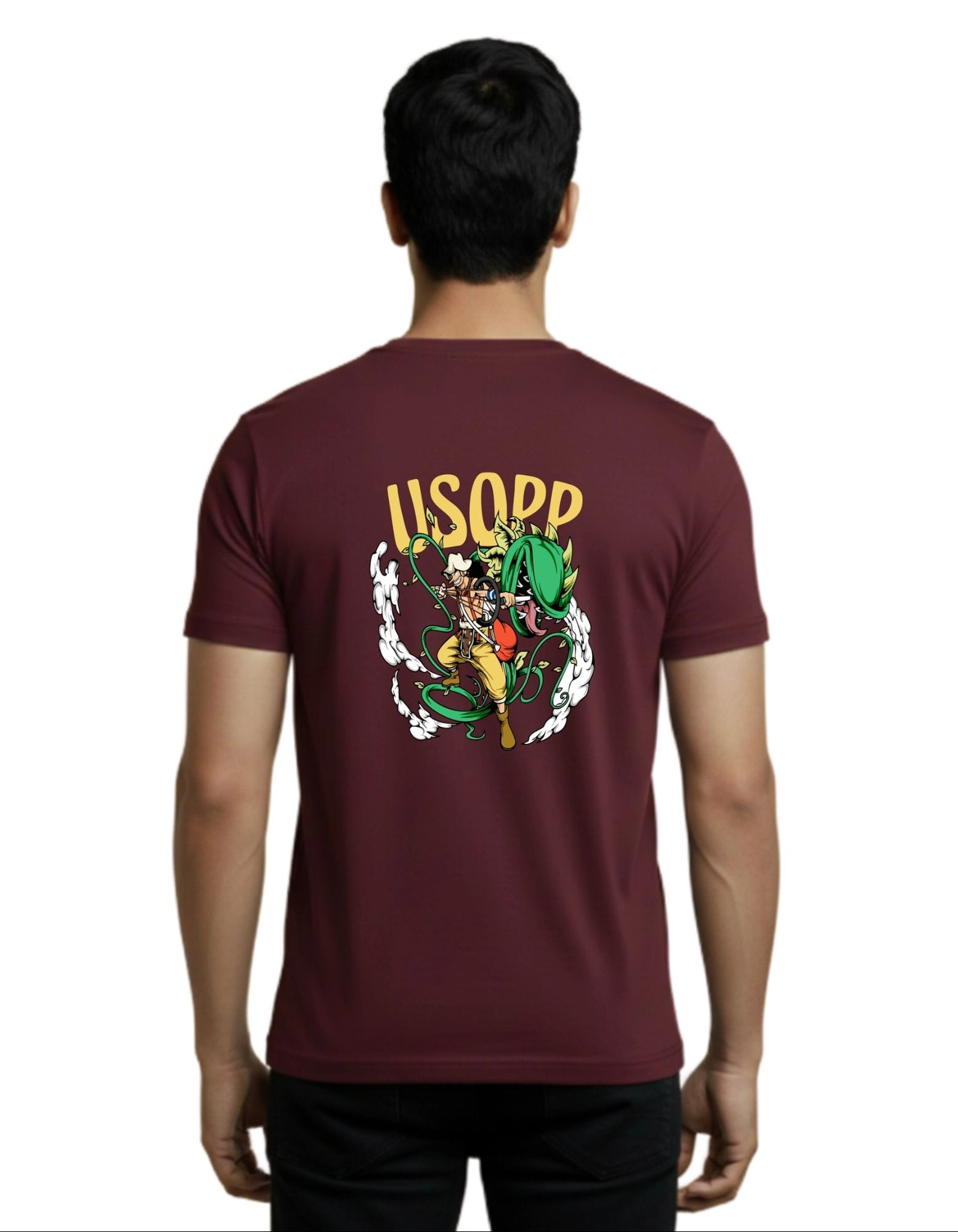 Usopp Cotton Round Neck T-Shirt 180 GSM Maroon