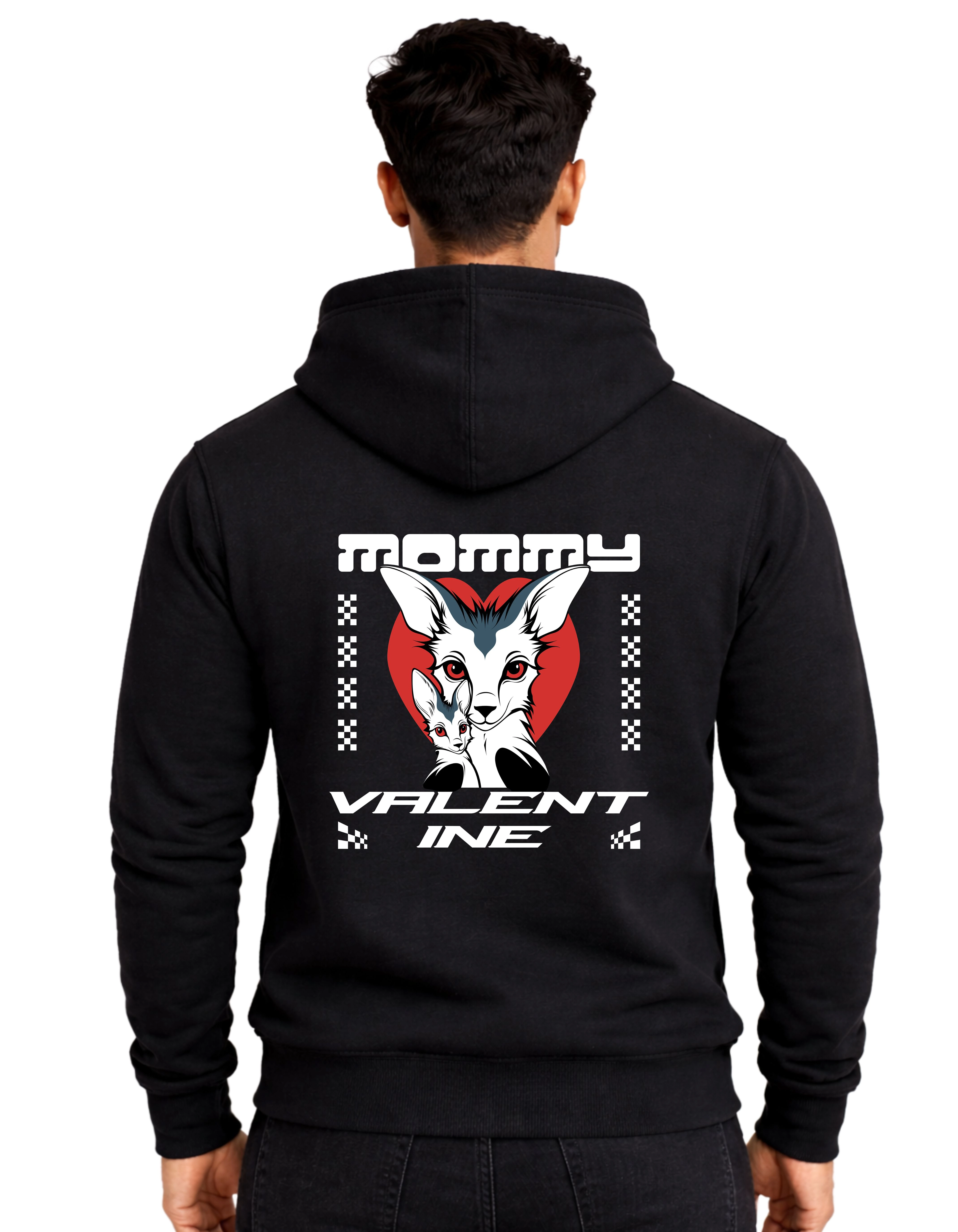 Valentine Polycotton Hoodie Without Zipper 300 GSM Black
