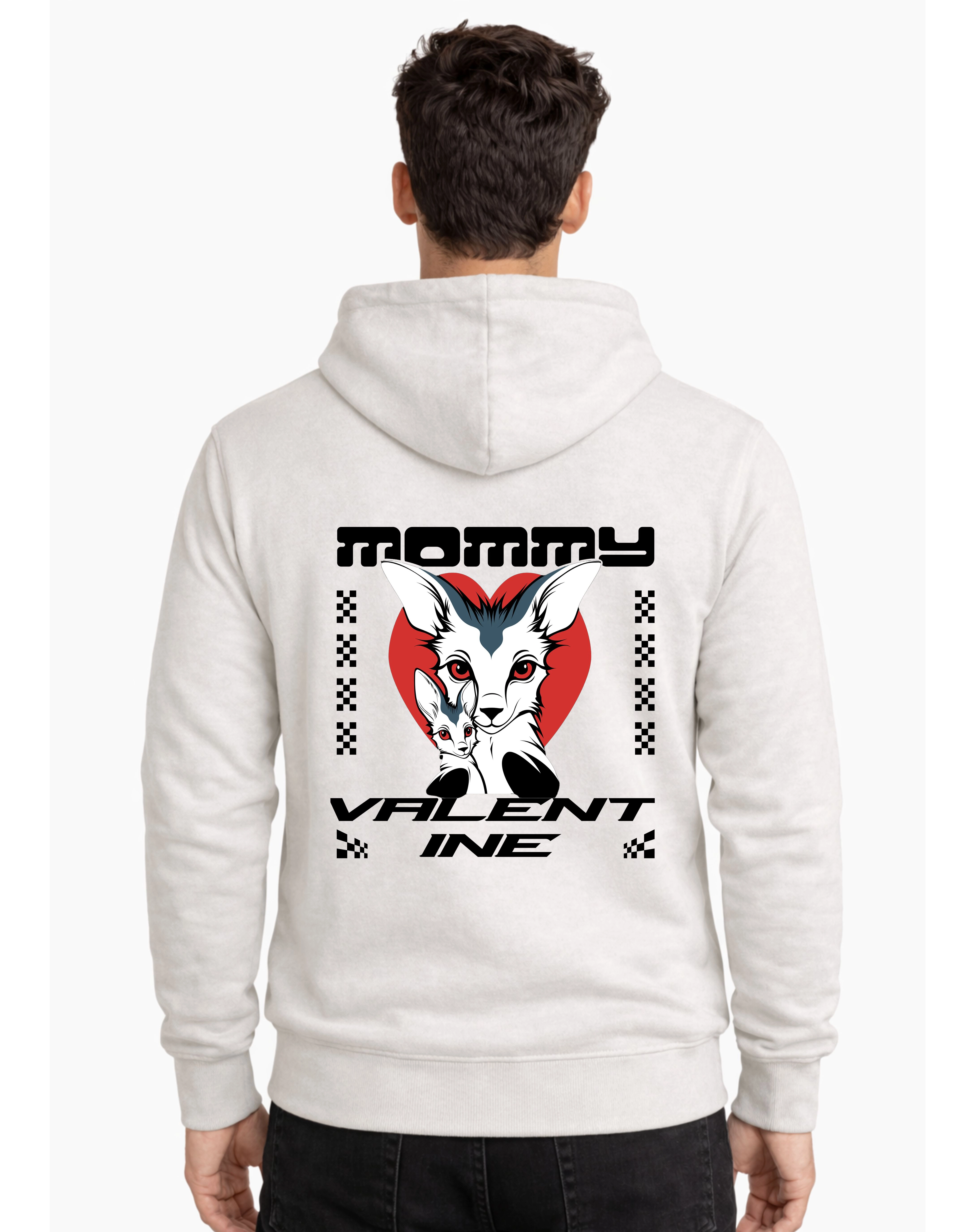 Valentine Polycotton Hoodie Without Zipper 300 GSM Half White