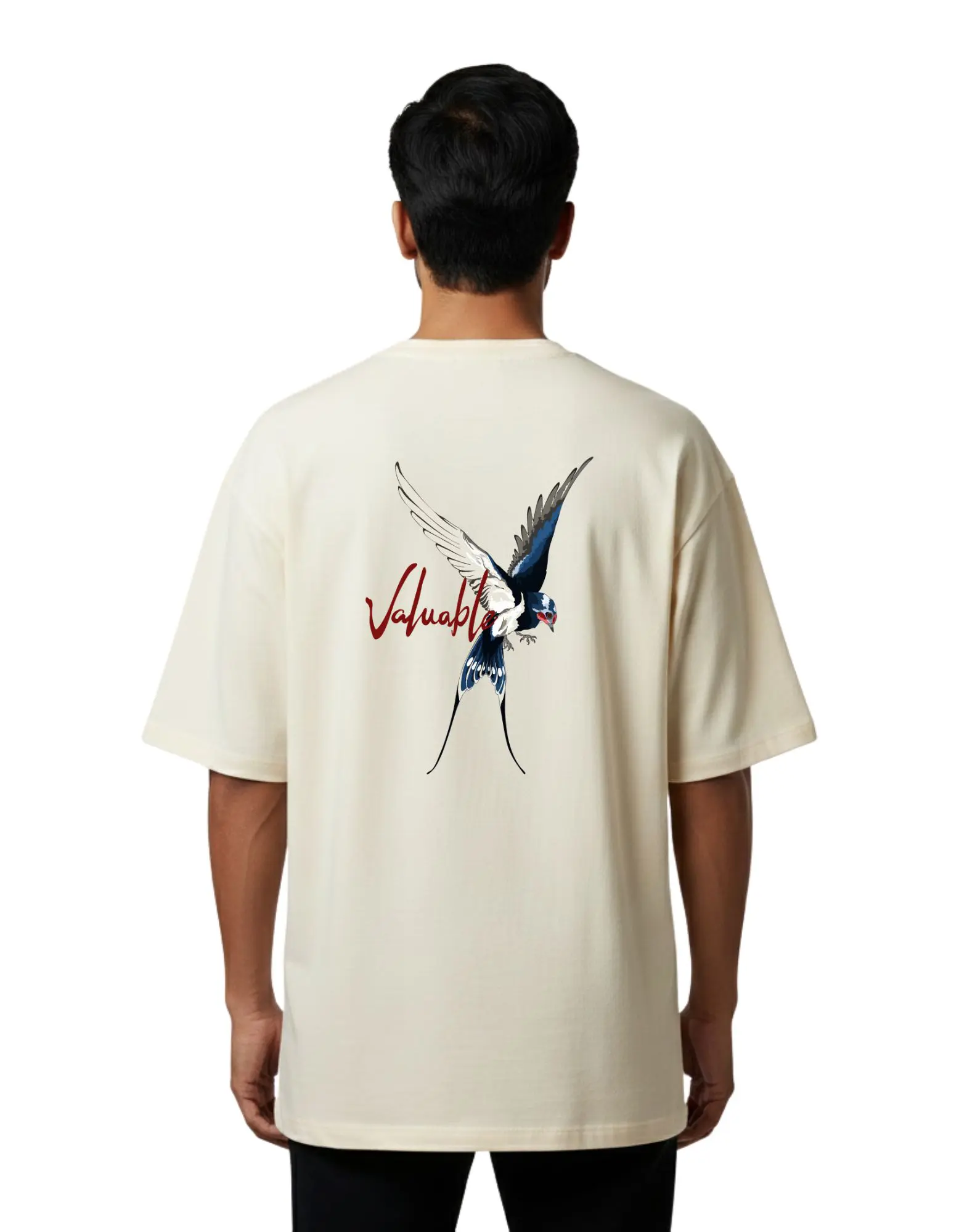 Valuable Bird Oversize Cotton French Terry T-Shirt 240 GSM Beige