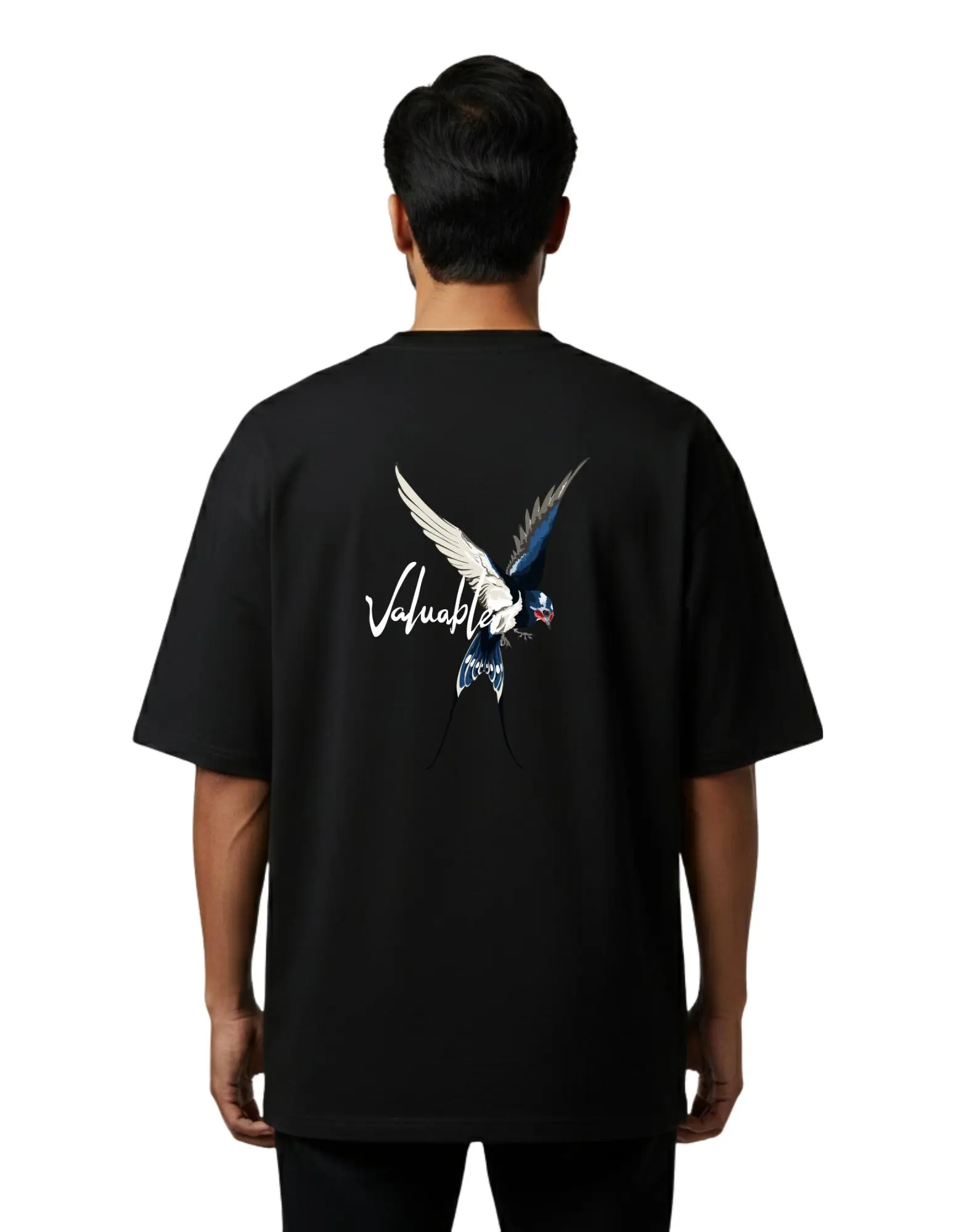 Valuable Bird Oversize Cotton French Terry T-Shirt 240 GSM Black