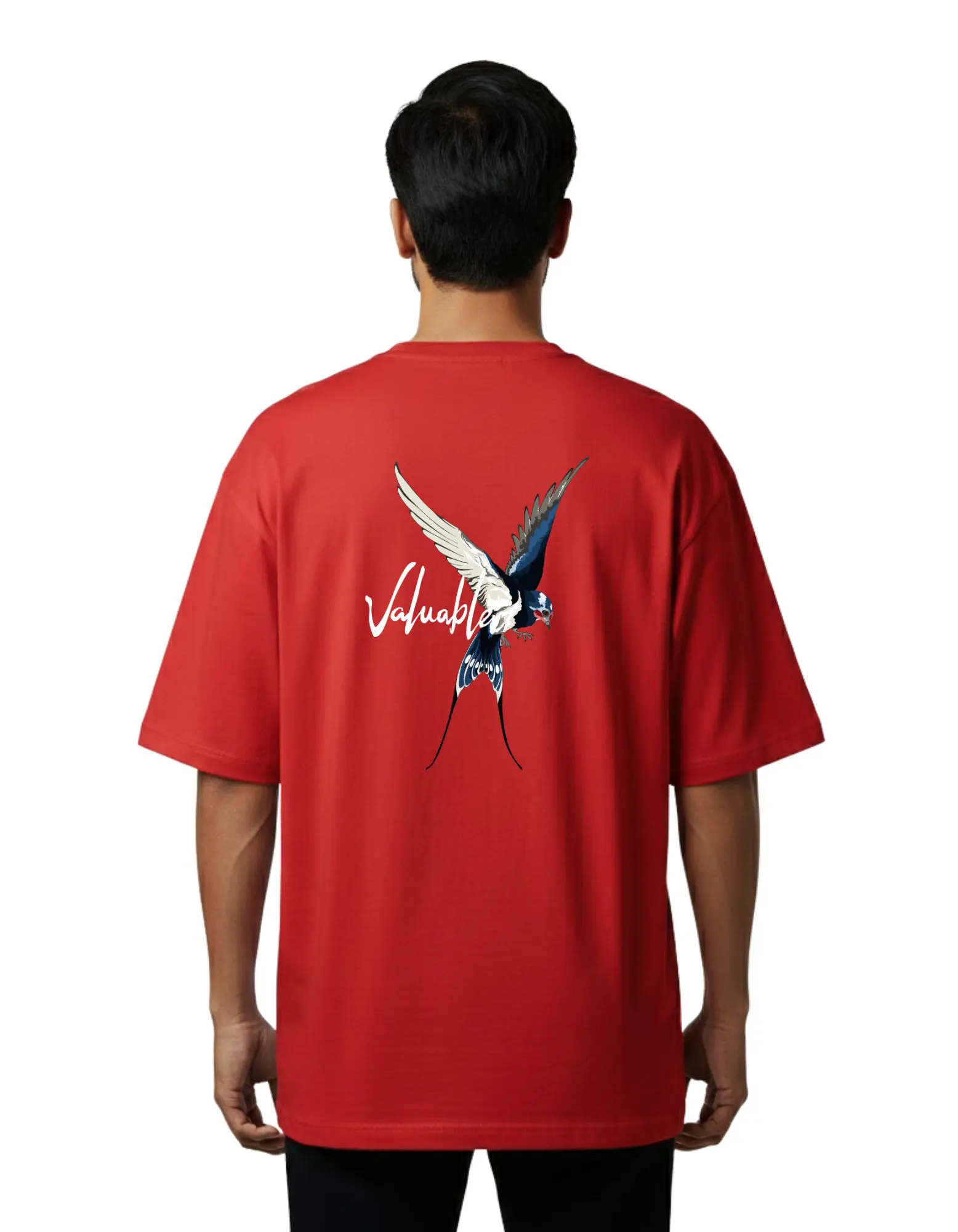 Valuable Bird Oversize Cotton French Terry T-Shirt 240 GSM Red
