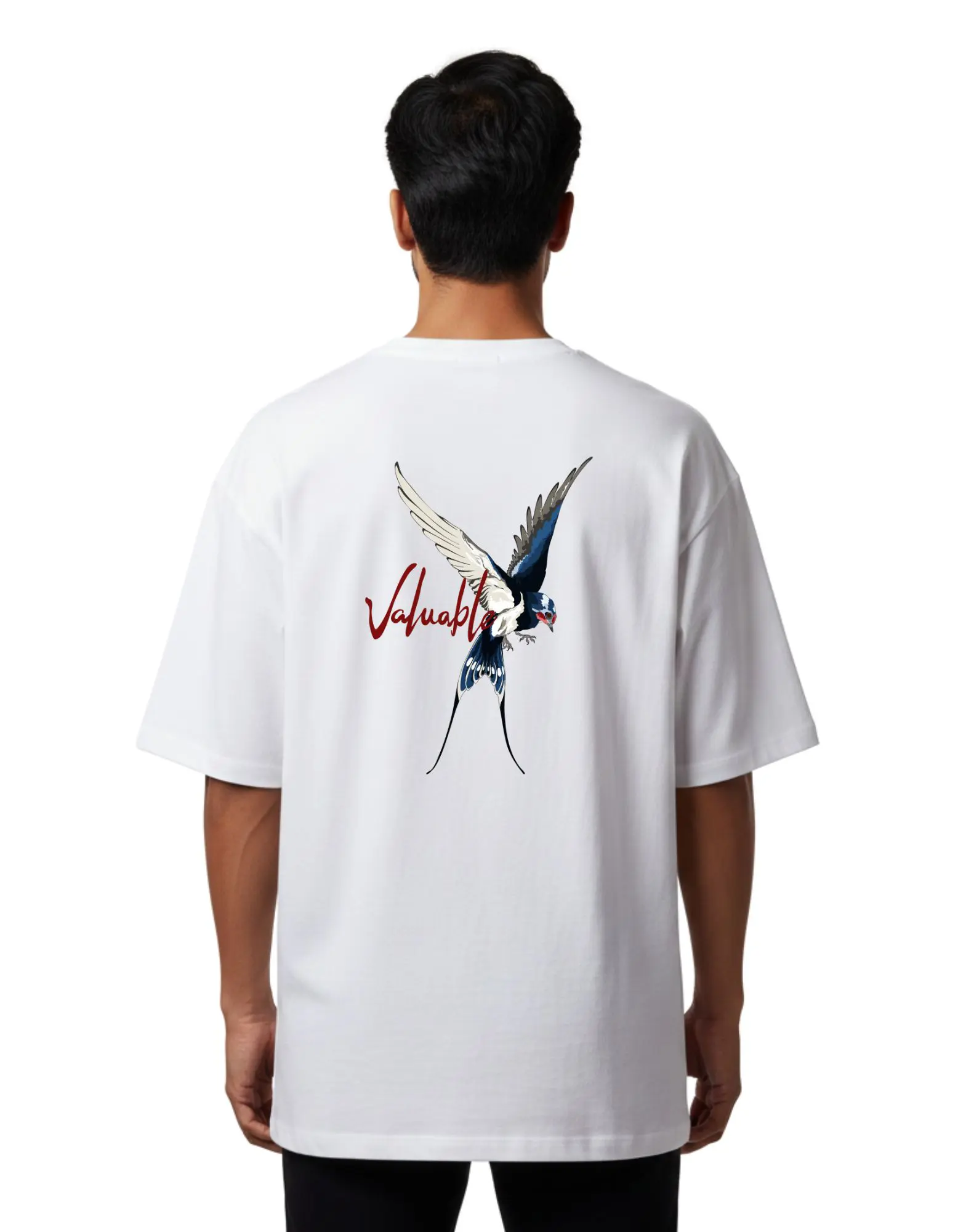 Valuable Bird Oversize Cotton French Terry T-Shirt 240 GSM White