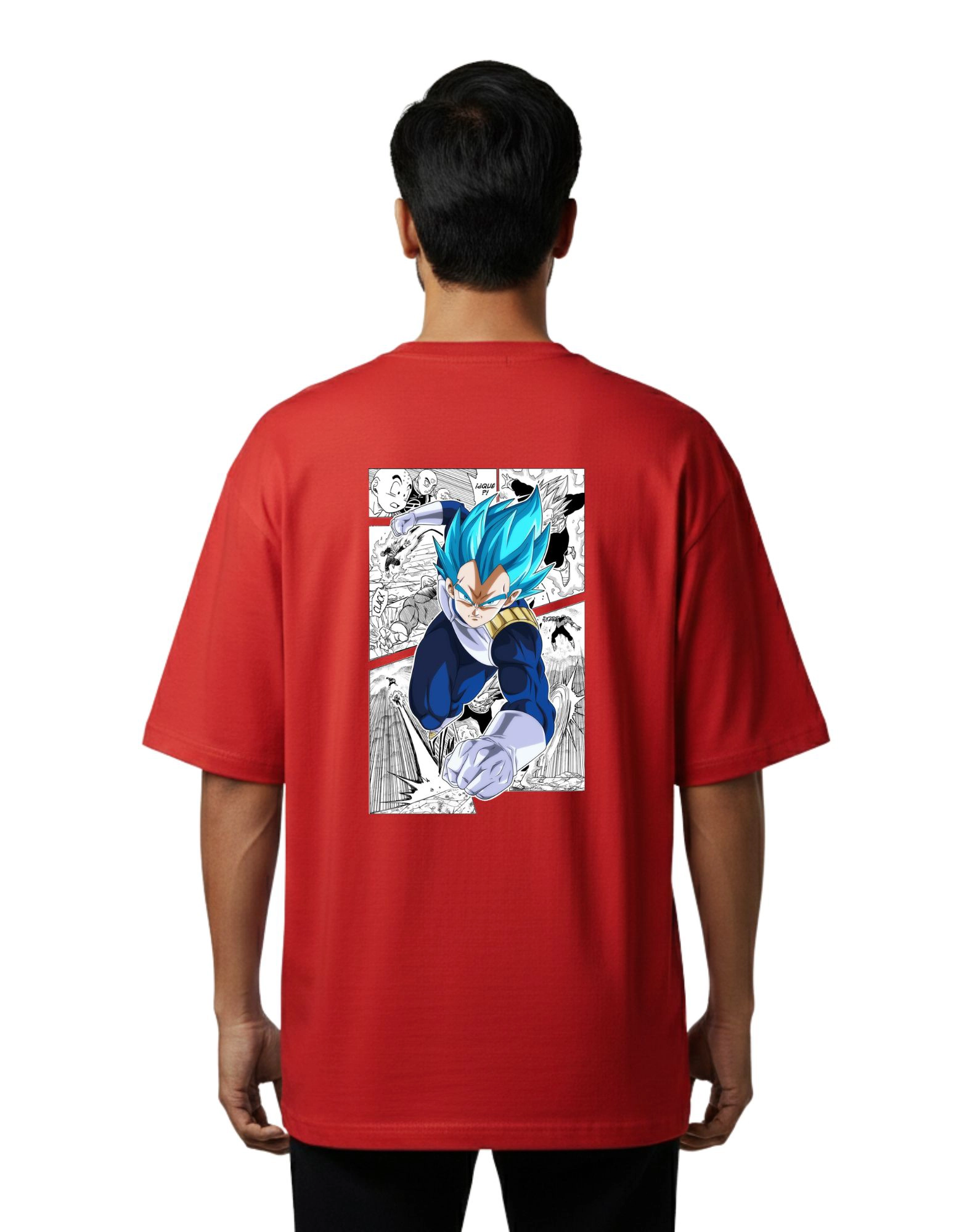 Vegeta Anime Oversize Cotton French Terry T-Shirt 240 GSM Red