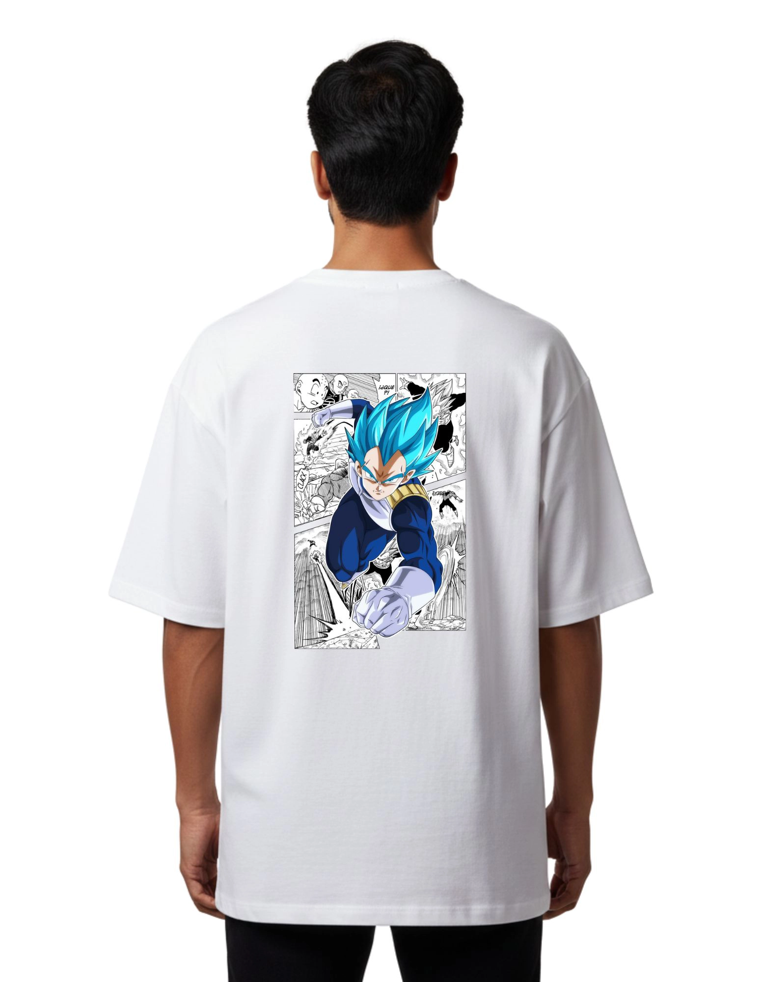 Vegeta Anime Oversize Cotton French Terry T-Shirt 240 GSM White