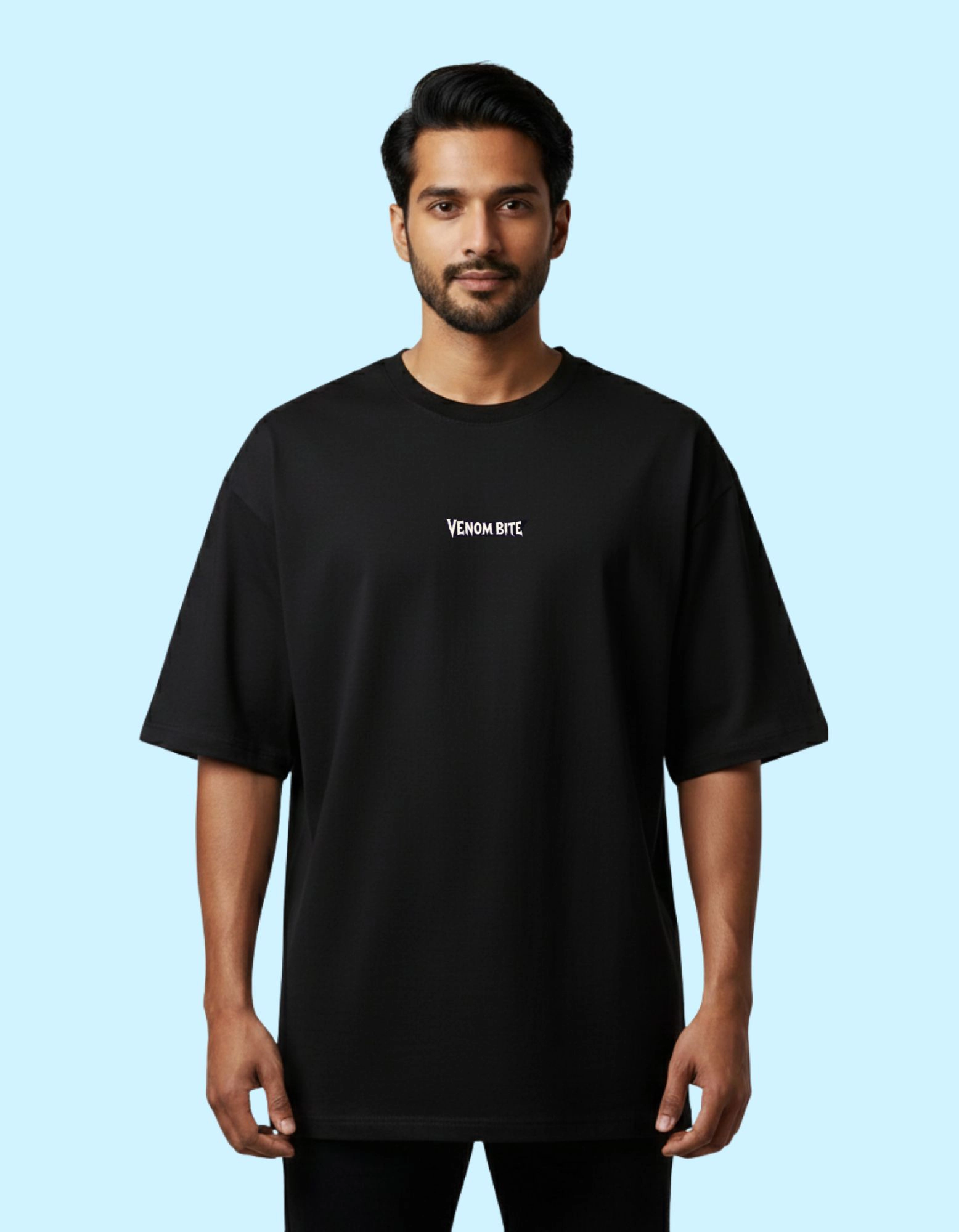 Venom Bite Oversized French Terry Cotton T-Shirt 240 GSM Black