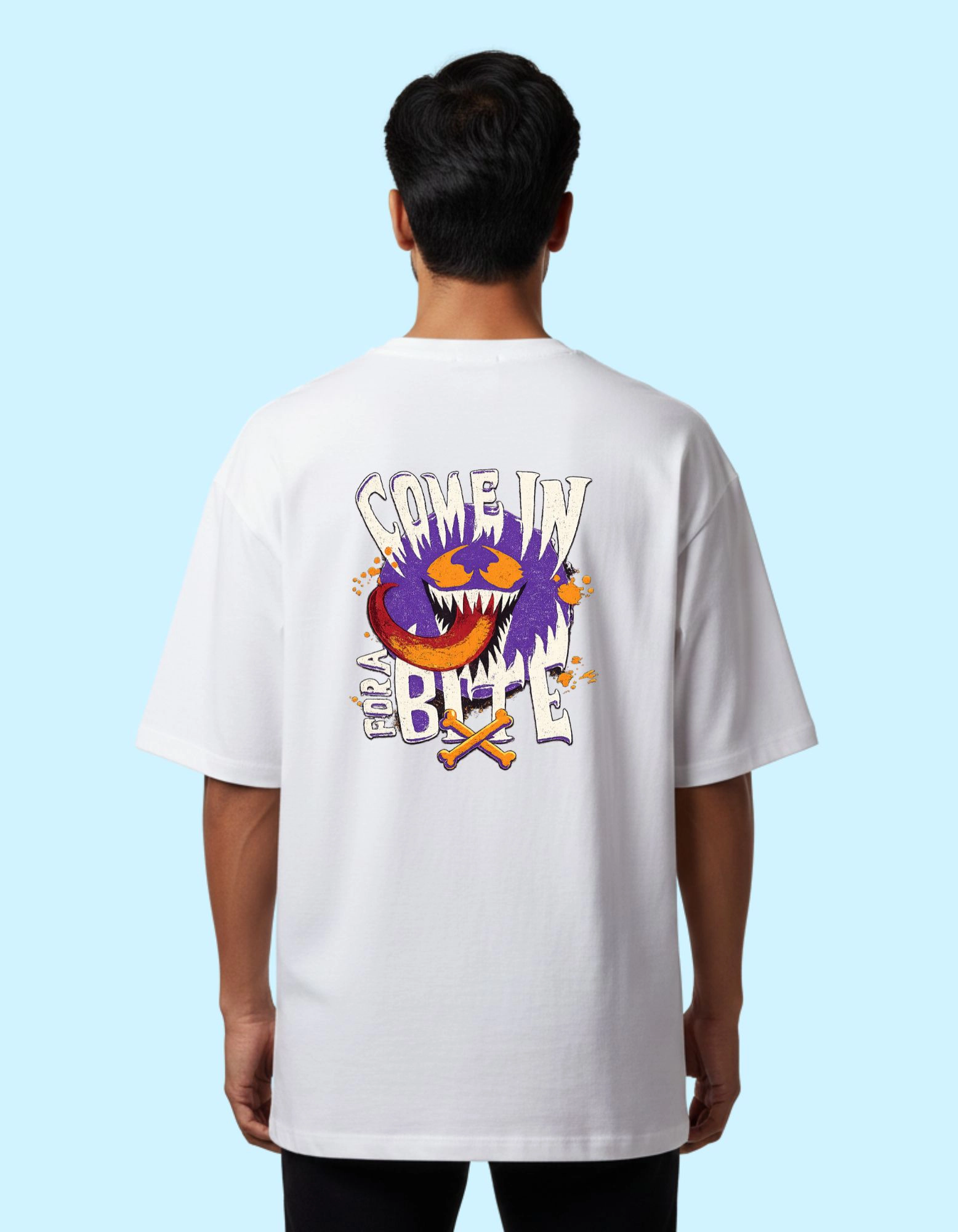 Venom Bite Oversized French Terry Cotton T-Shirt 240 GSM White