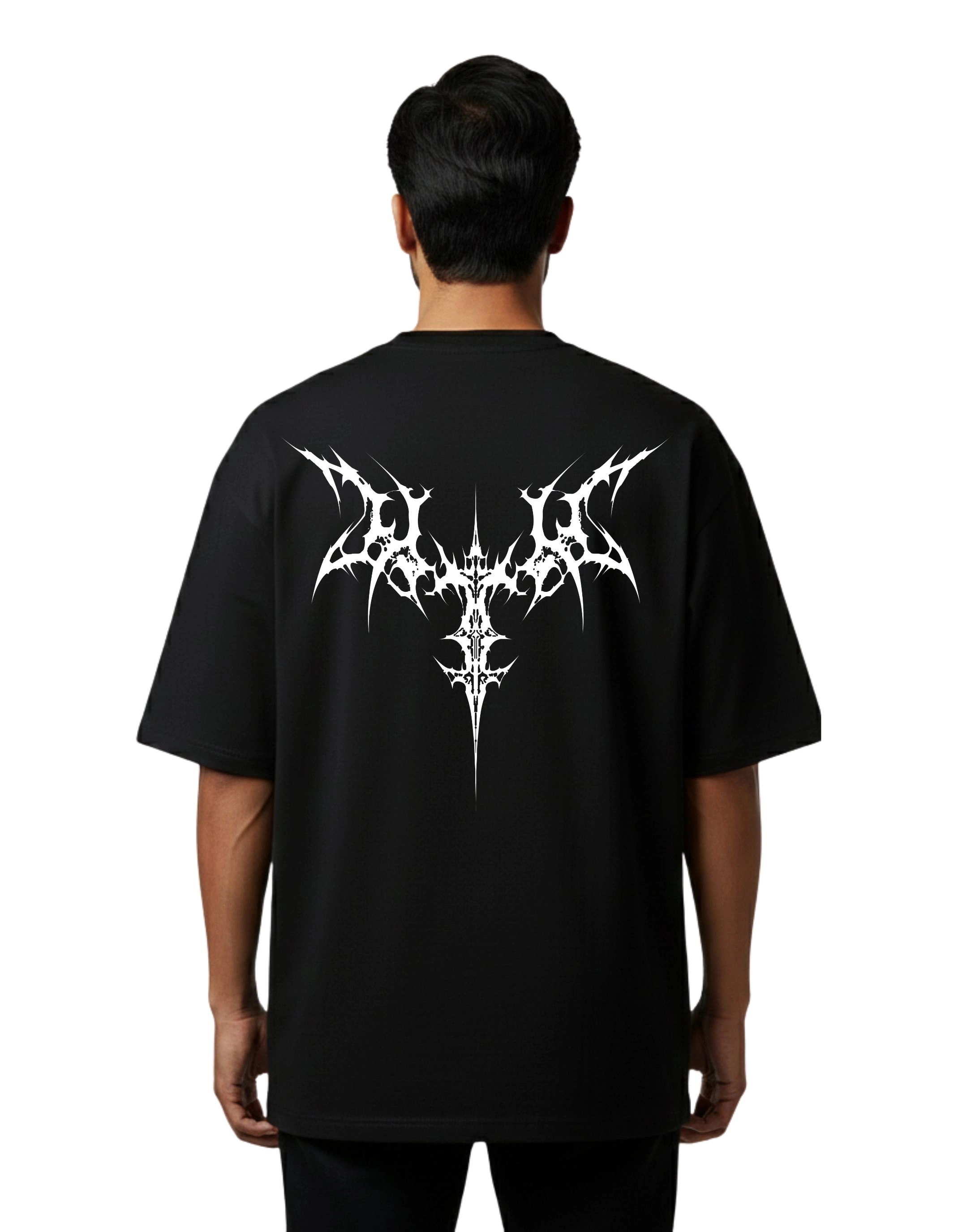 Vibes Tribal Graphic Oversize Cotton French Terry T-Shirt 240 GSM Black