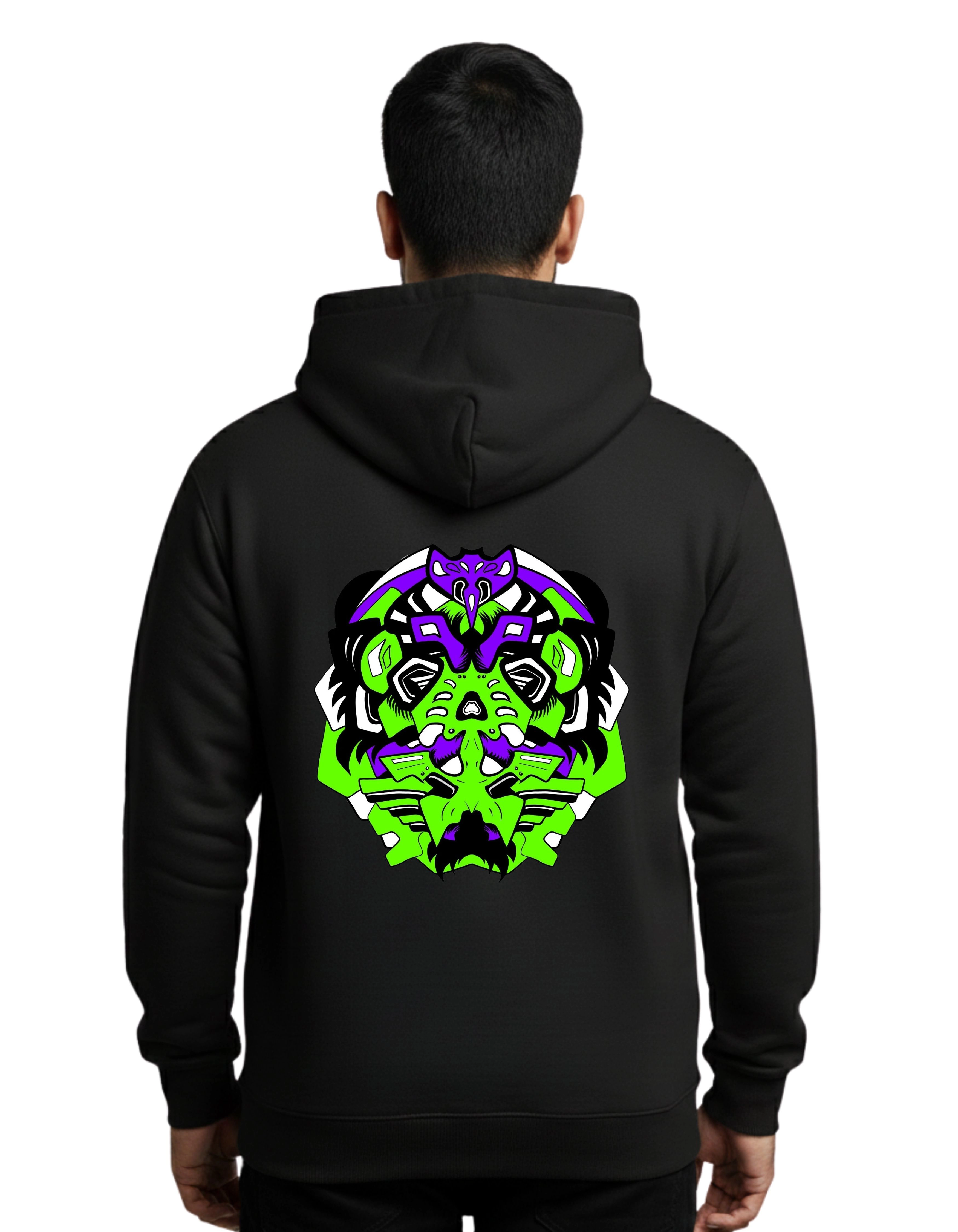 Virus Graphic Cotton Hoodie Without Zipper 300 GSM Black