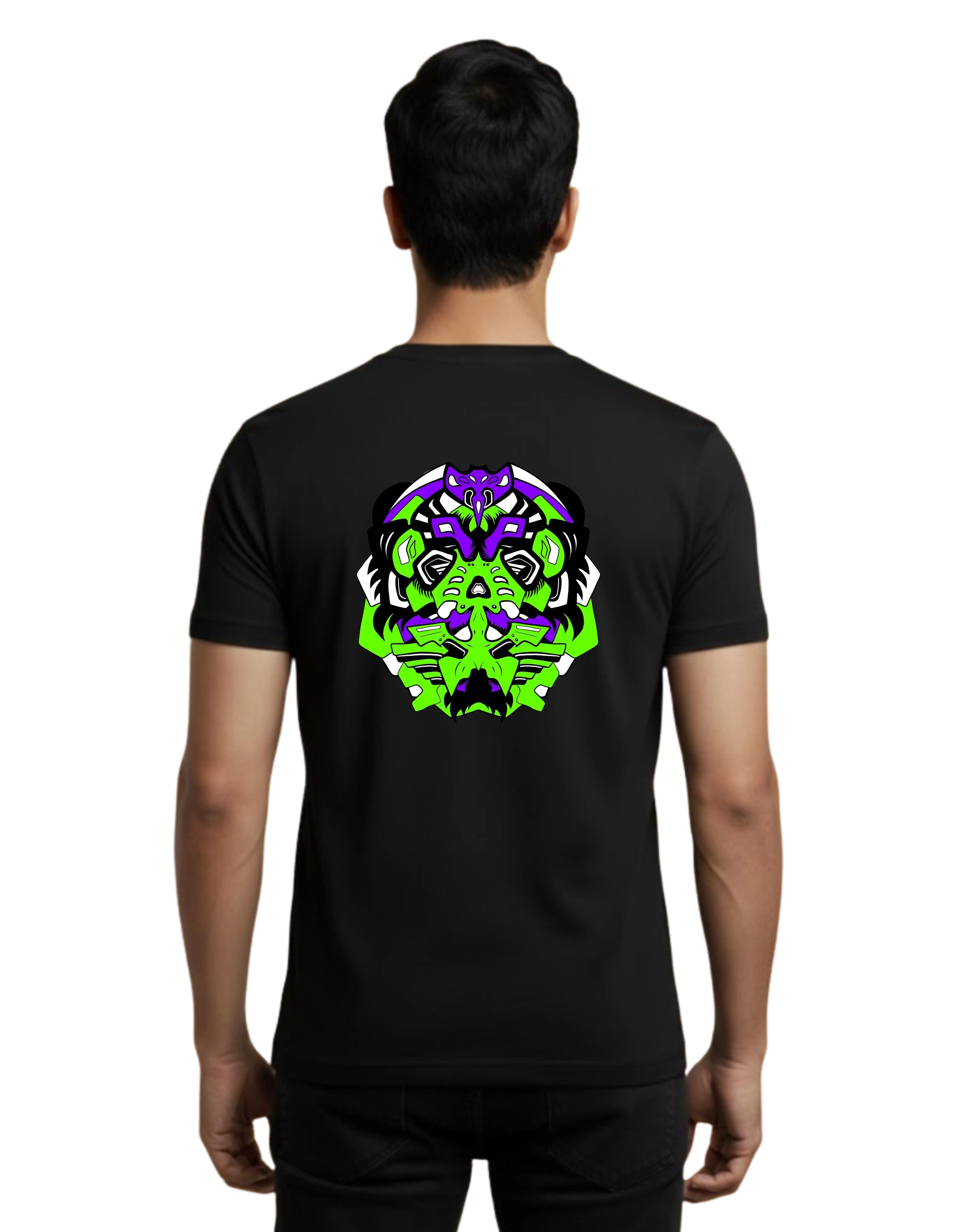 Virus Graphic Cotton Round Neck T-Shirt 180 GSM Black