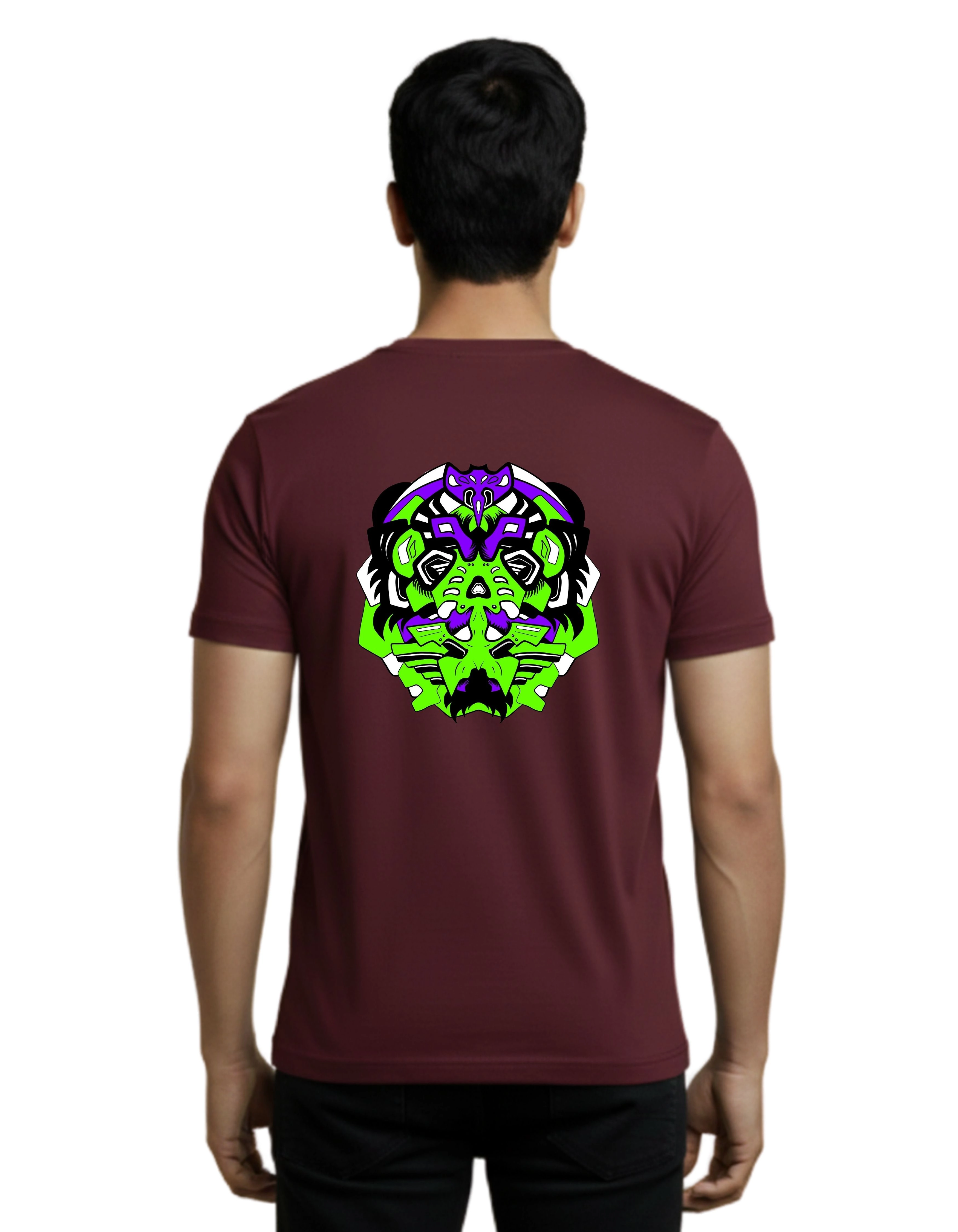 Virus Graphic Cotton Round Neck T-Shirt 180 GSM Maroon