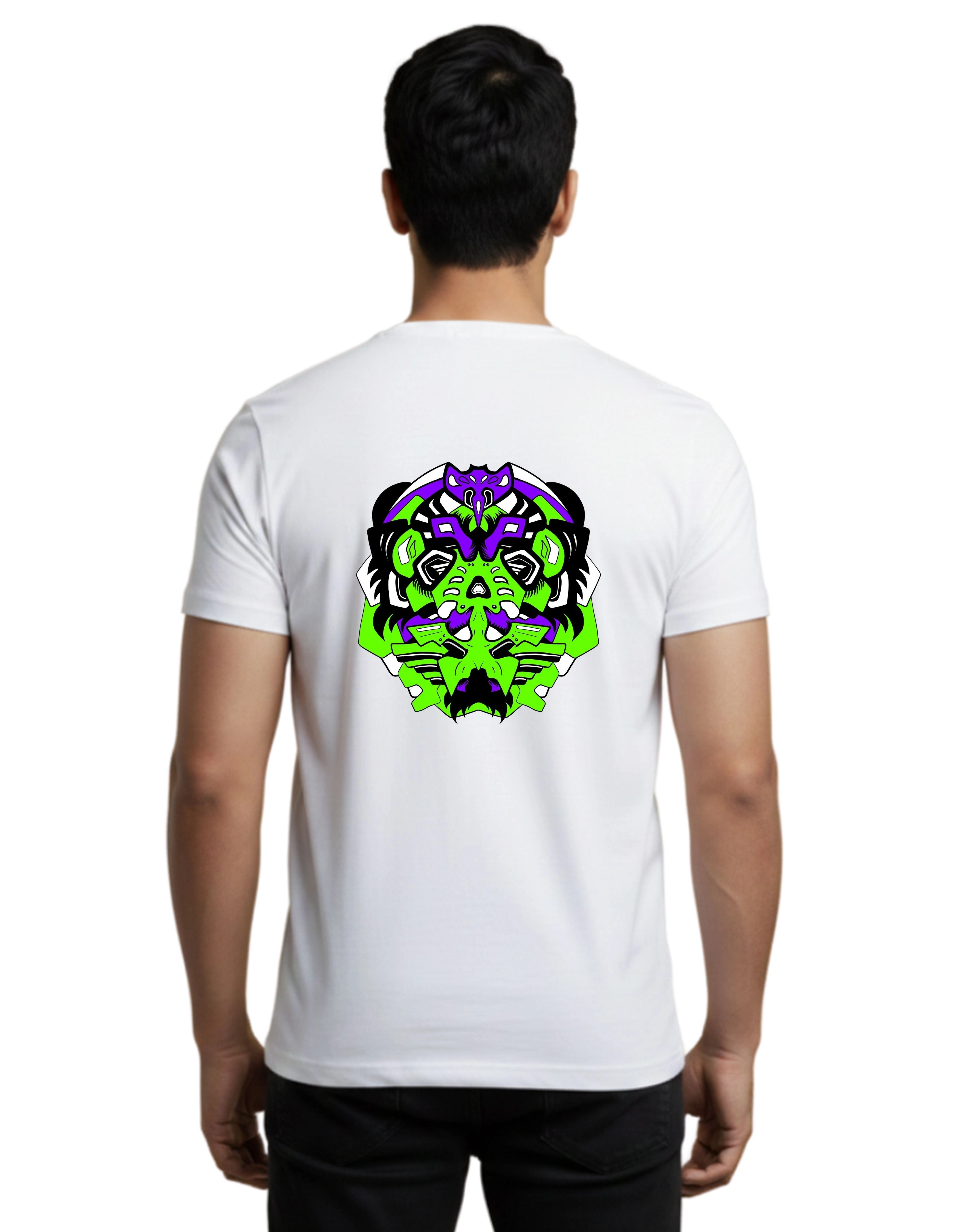 Virus Graphic Cotton Round Neck T-Shirt 180 GSM White