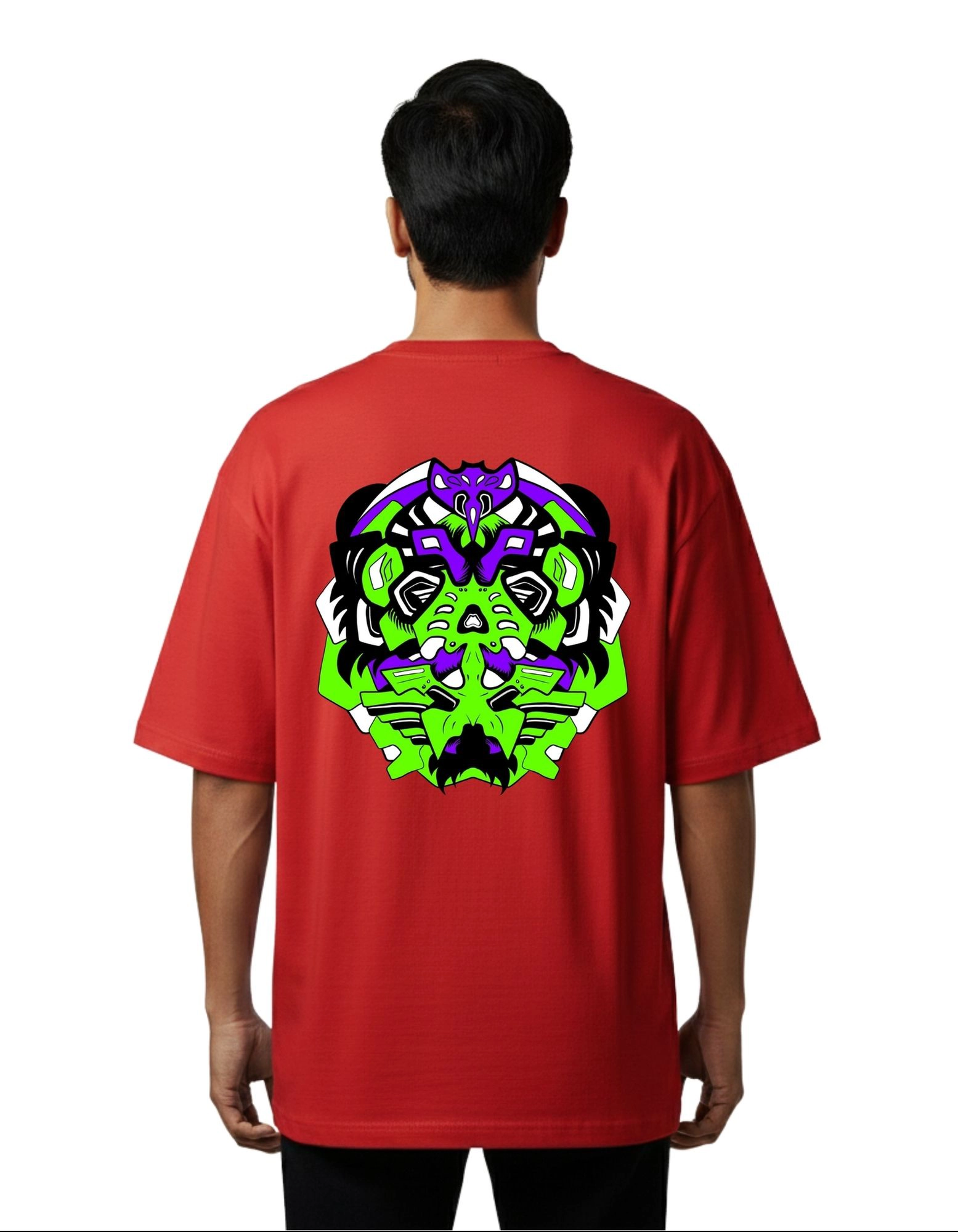 Virus Graphic Oversized Cotton French Terry T-Shirt 240 GSM Red