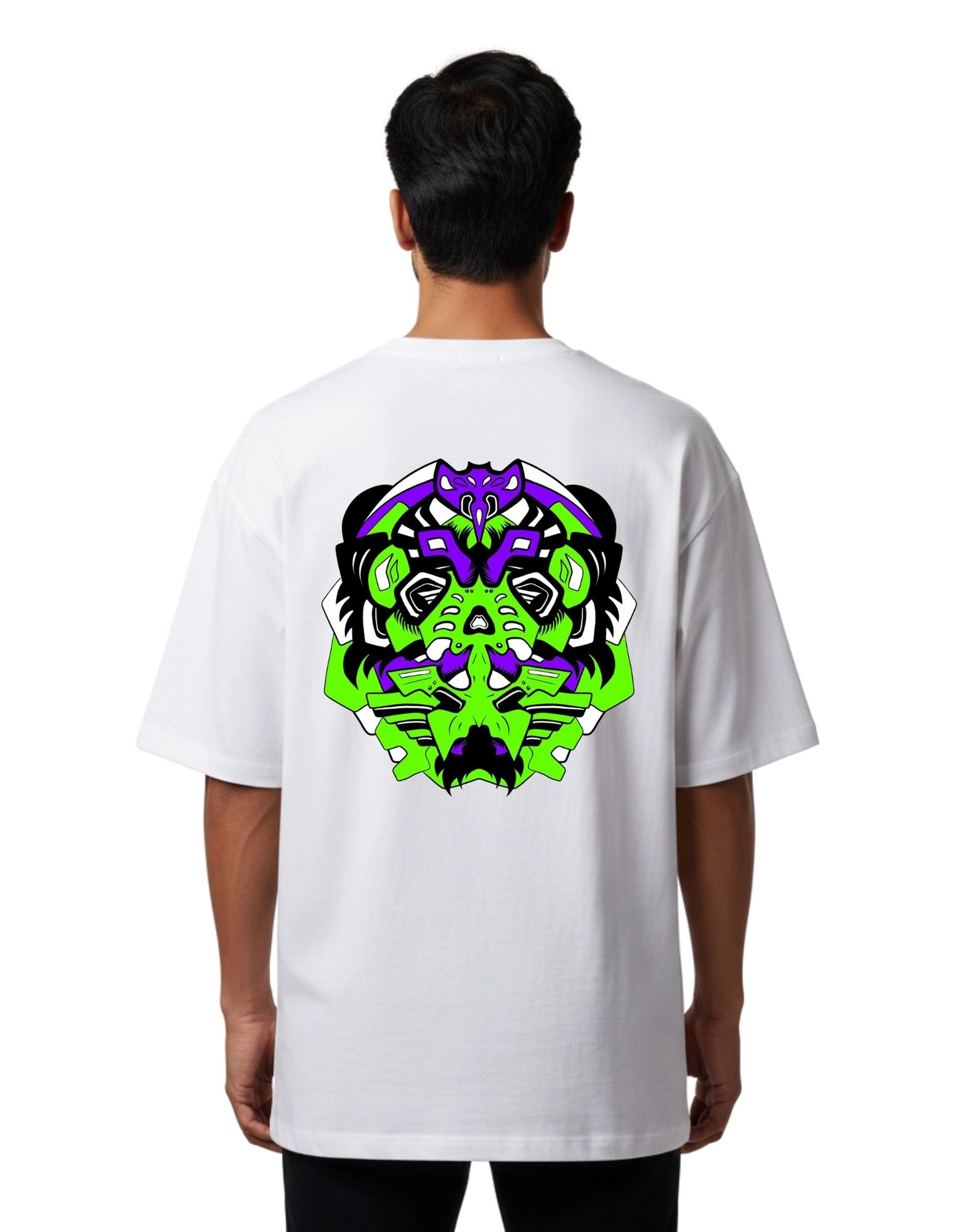 Virus Graphic Oversized Cotton French Terry T-Shirt 240 GSM White