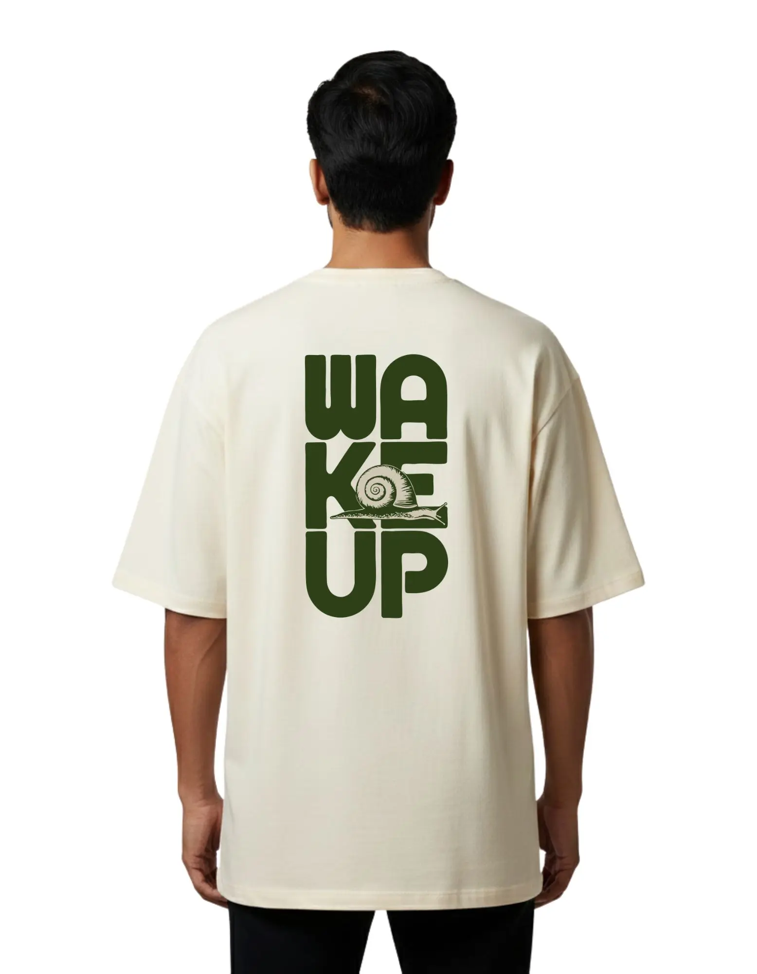 Wake Up Oversize Cotton French Terry T-Shirt 240 GSM Beige