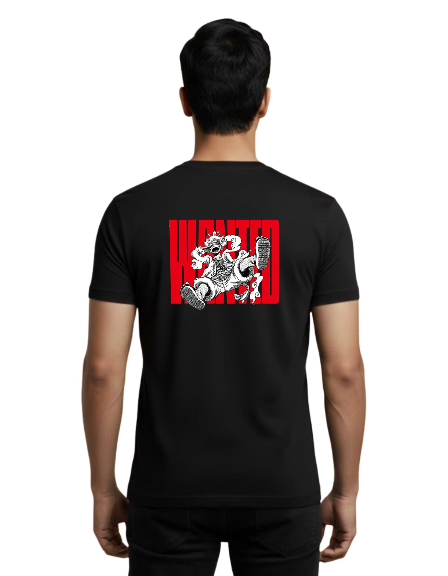 Wanted Luffy Cotton Round Neck T-Shirt 180 GSM Black