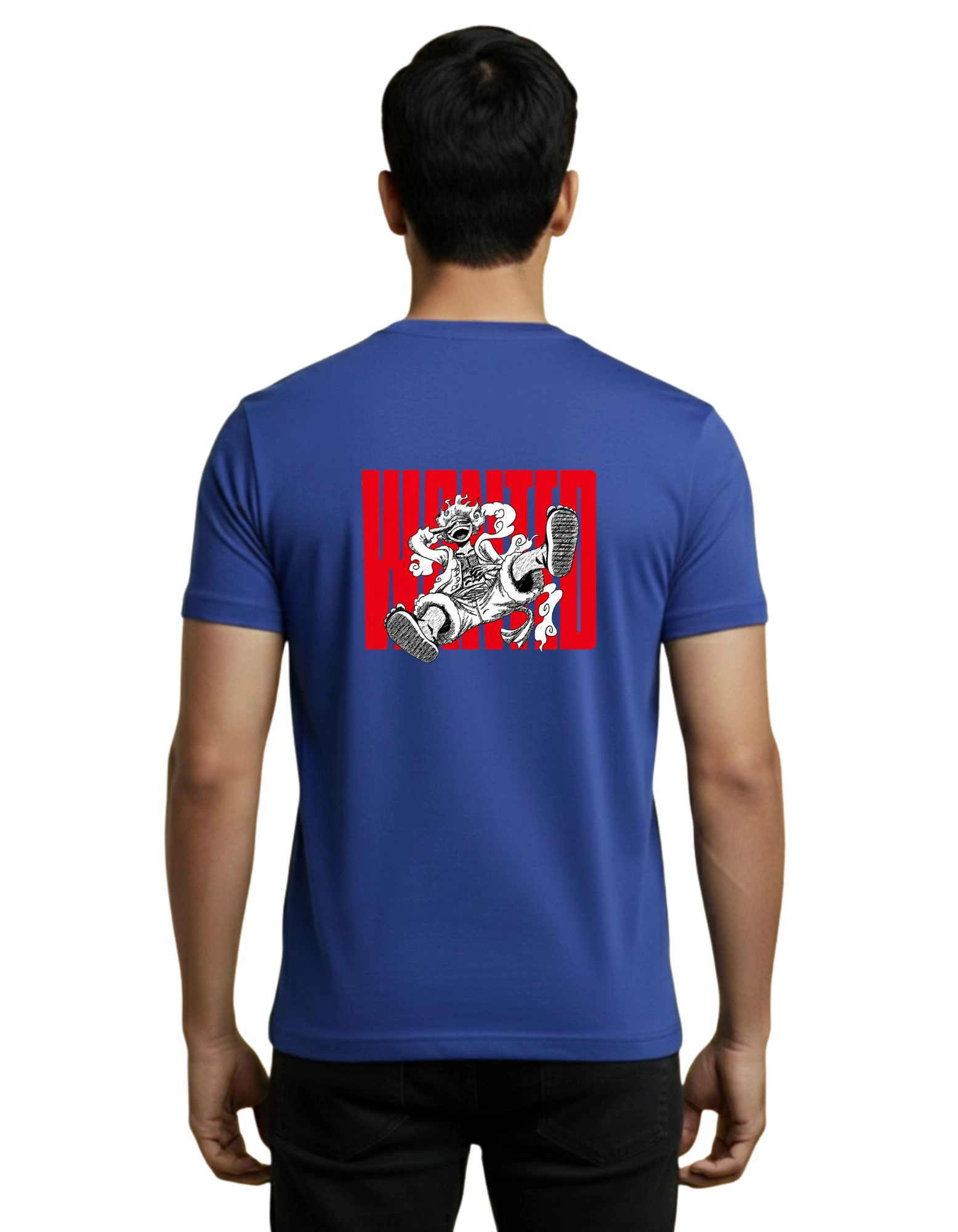 Wanted Luffy Cotton Round Neck T-Shirt 180 GSM Royal Blue