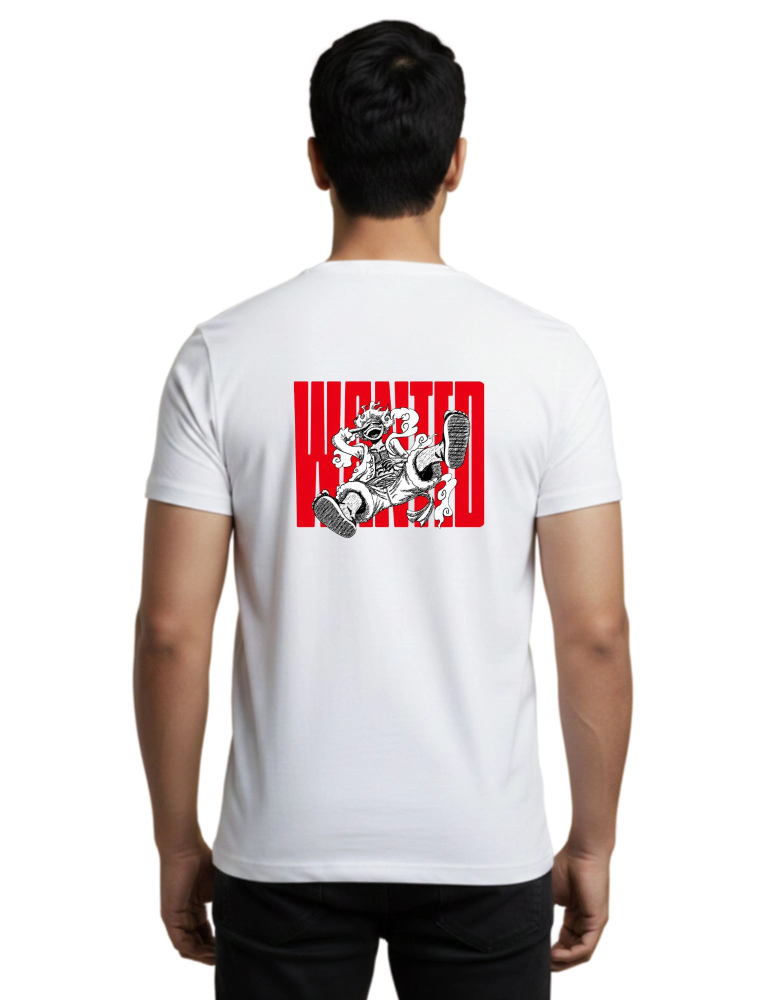 Wanted Luffy Cotton Round Neck T-Shirt 180 GSM White