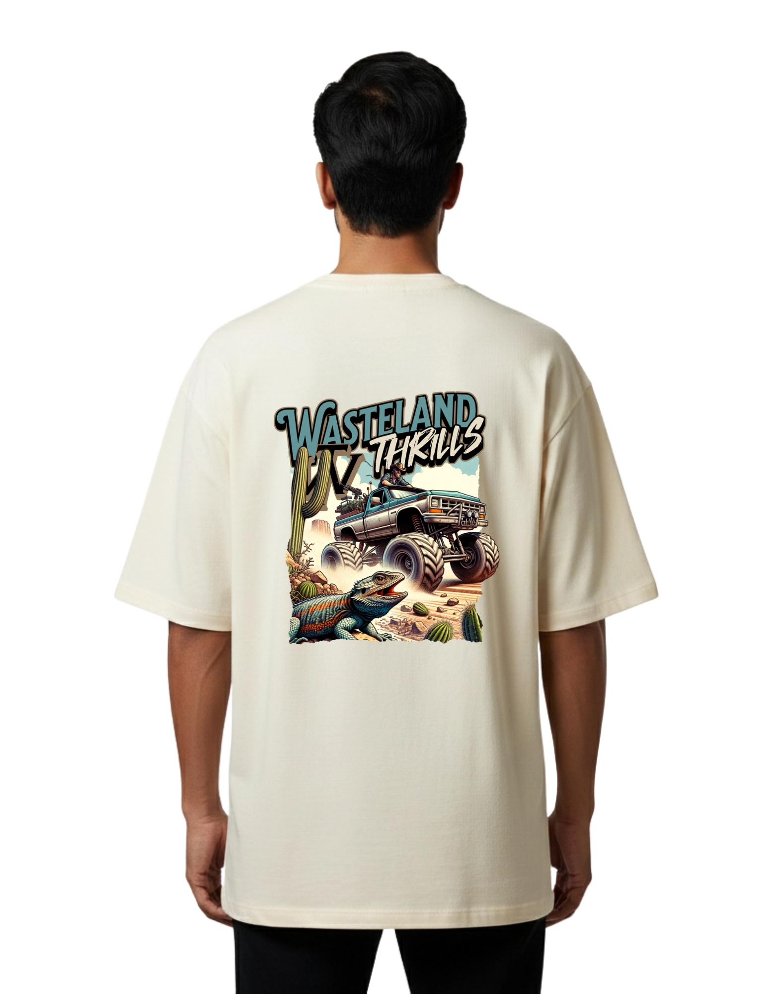 Wasteland Thrills Oversize Cotton French Terry T-Shirt 240 GSM Beige