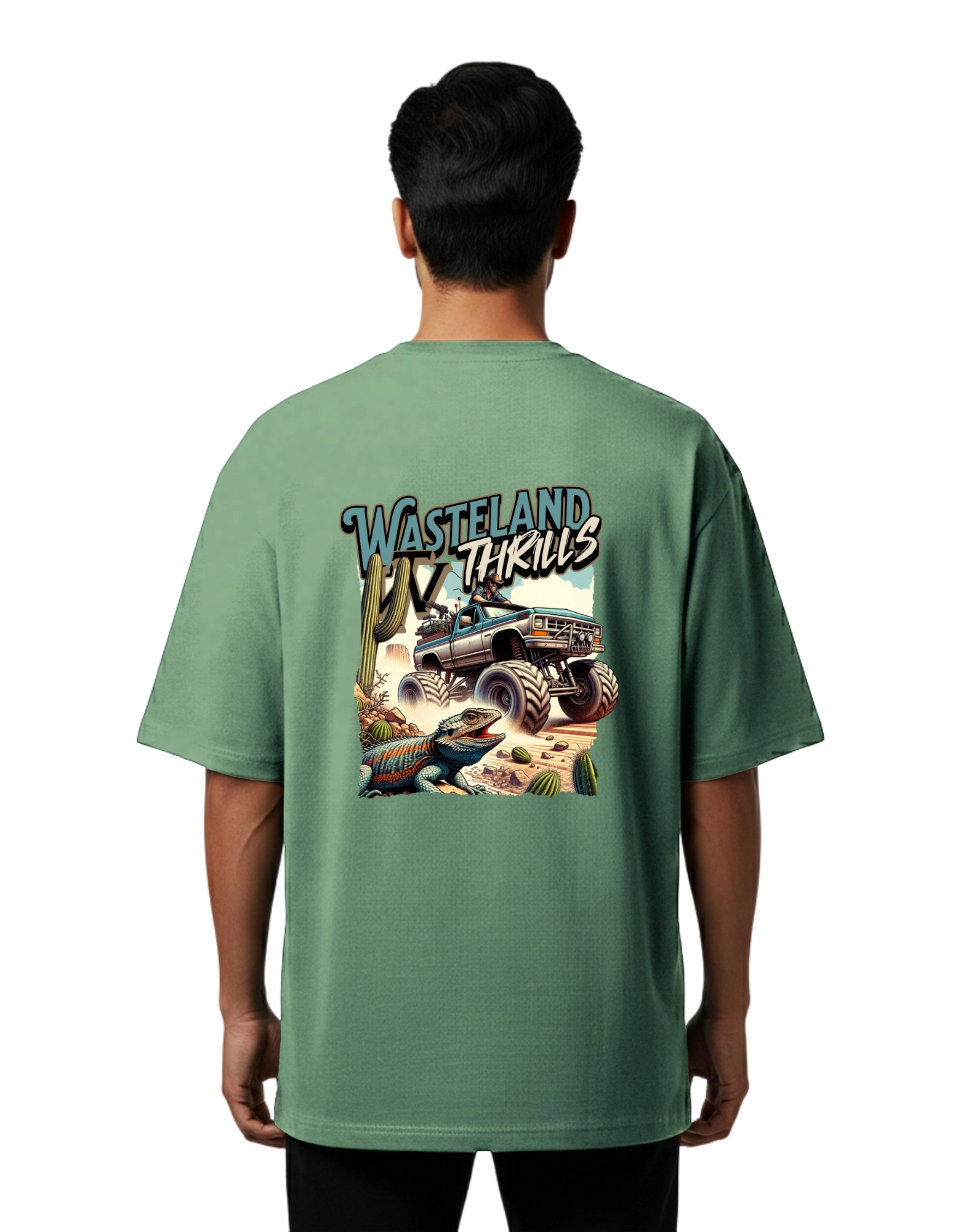 Wasteland Thrills Oversize Cotton French Terry T-Shirt 240 GSM D Green