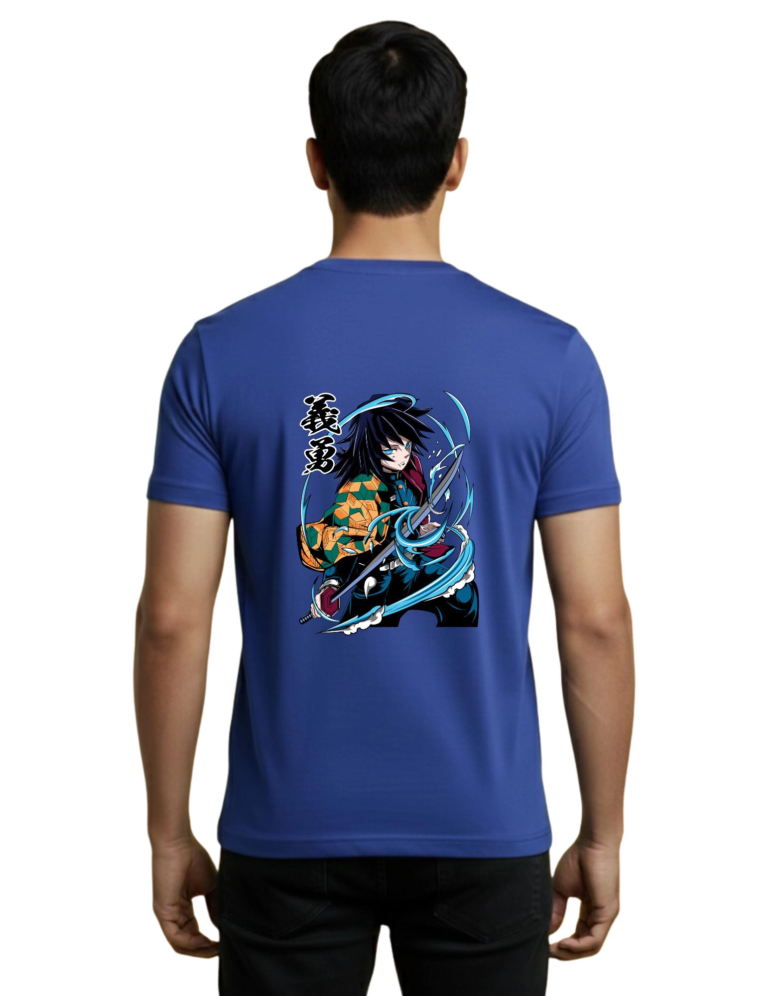 Water Hashira Tomioka Cotton Round Neck T-Shirt 180 GSM Royal Blue