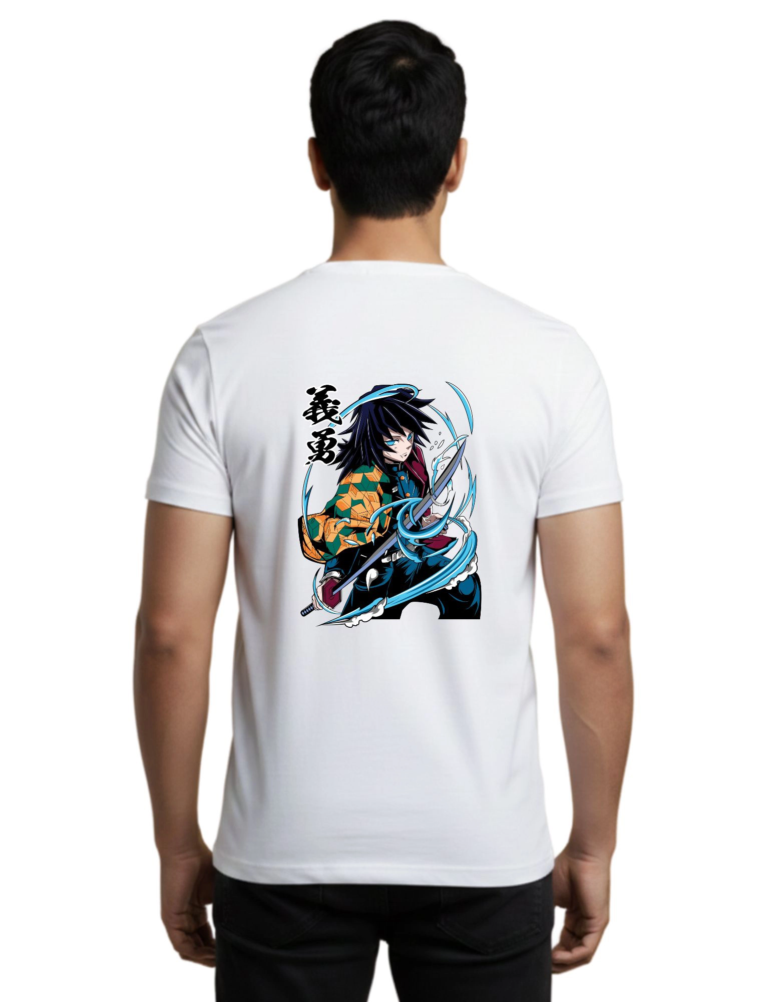 Water Hashira Tomioka Cotton Round Neck T-Shirt 180 GSM White