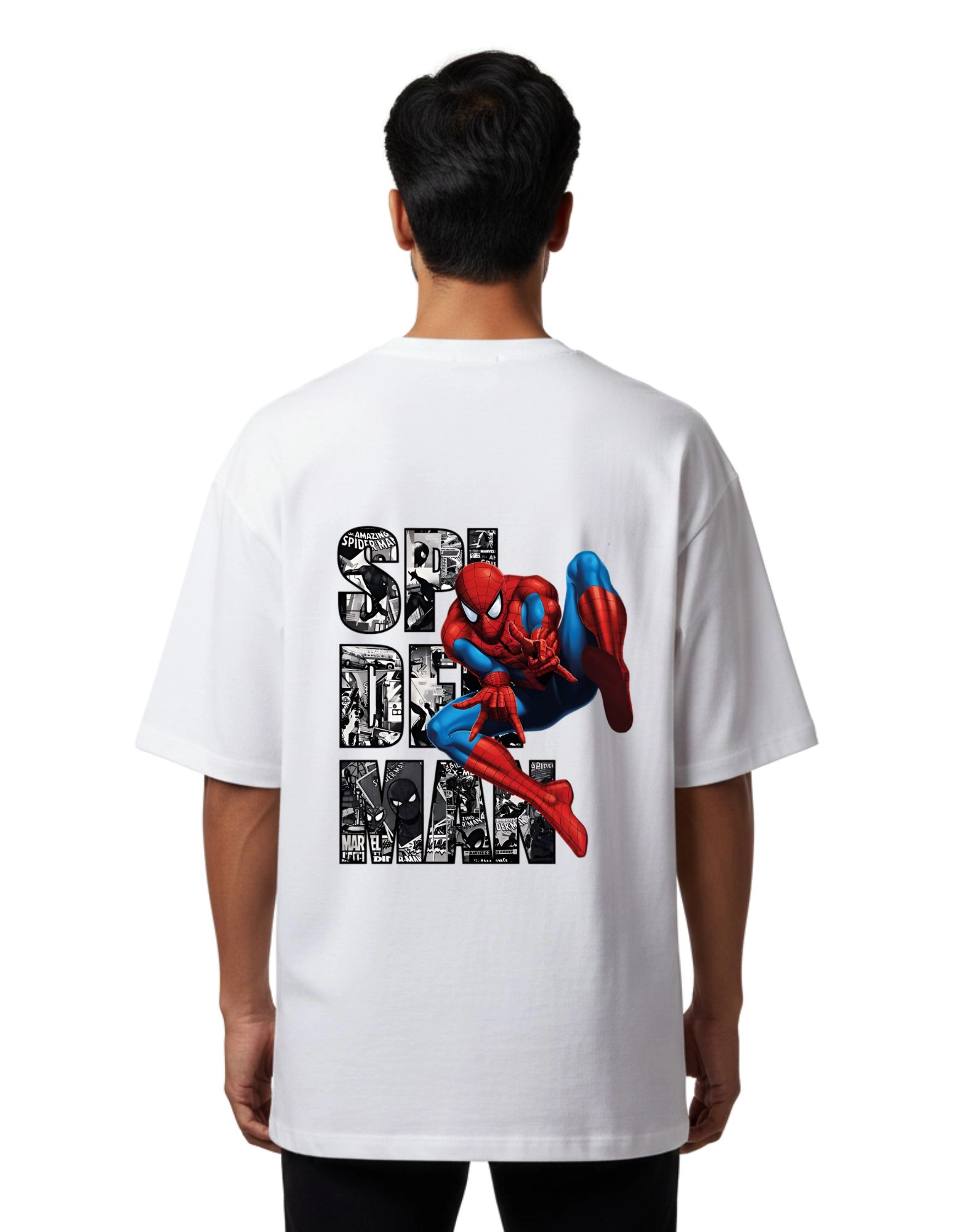 Web Hero Oversized French Terry Cotton 240 GSM T-Shirt White