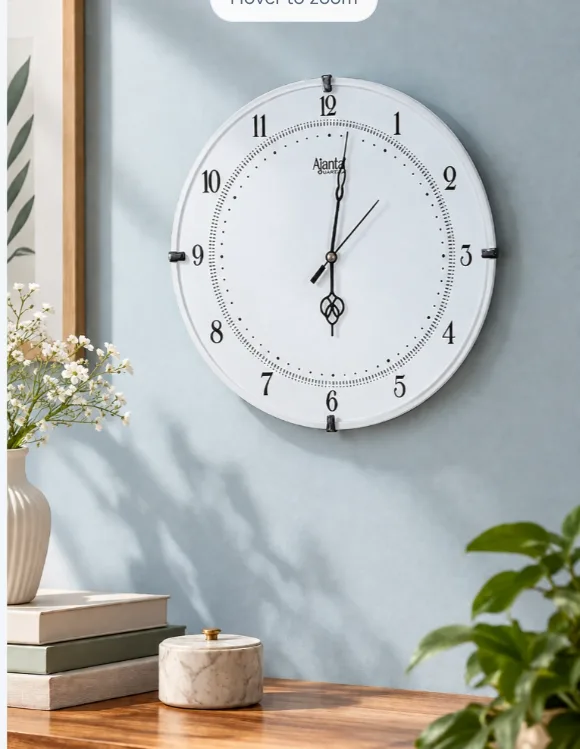 White Ajanta 11 Inches Round Premium Wall Clock897
