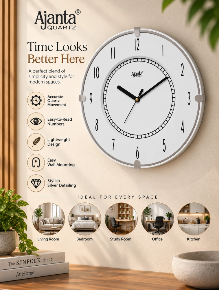 White Ajanta Classic Round Elegance Wall Clock 331