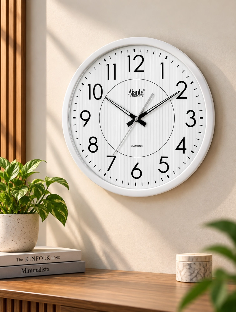 White Ajanta Grand Vista Round Wall Clock 5087
