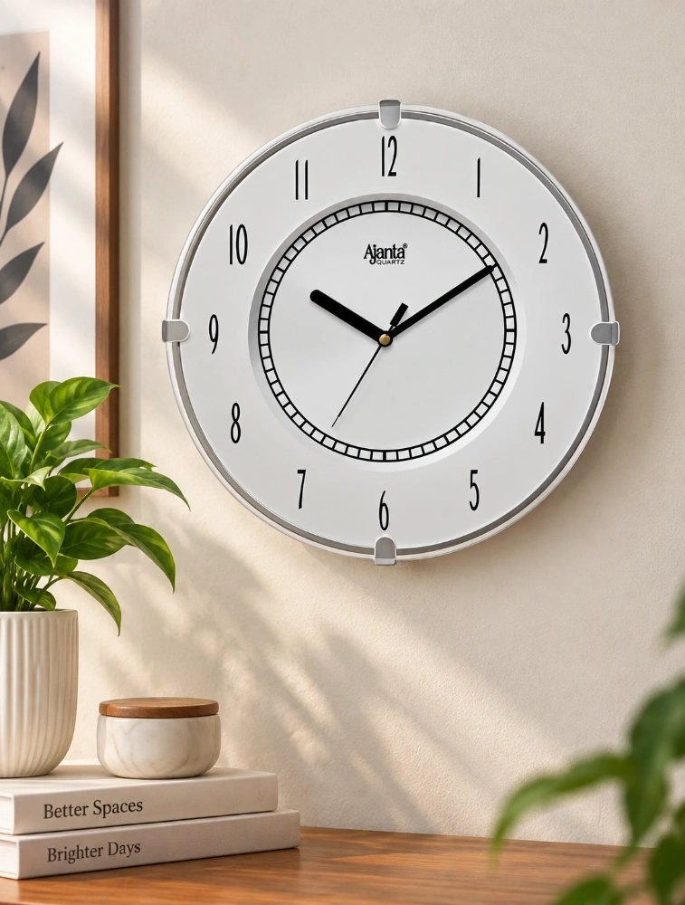 White Ajanta Harmony Round Wall Clock 1197