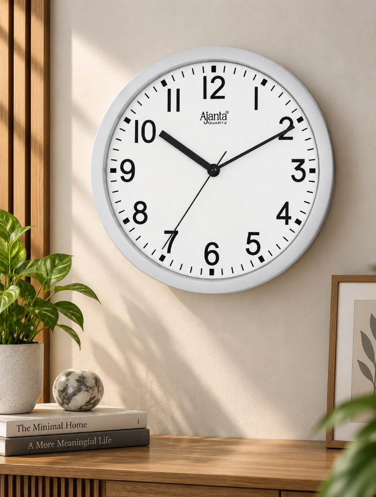 White Ajanta Nova Round Wall Clock 8767