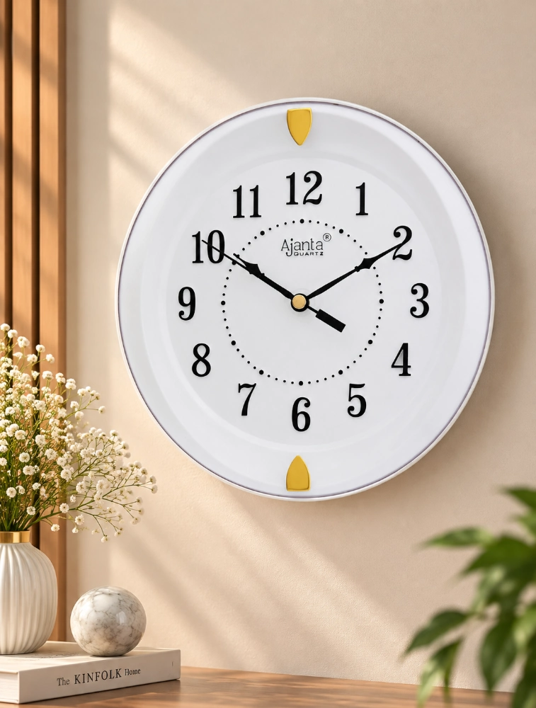 White Ajanta Round Analog Wall Clock 1267
