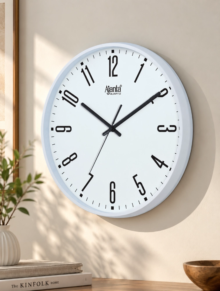 White Ajanta Round Opulence Wall Clock 9067