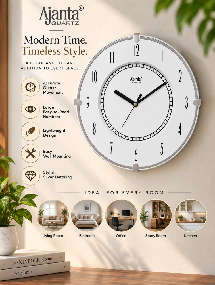 White Ajanta Round Signature Wall Clock 411