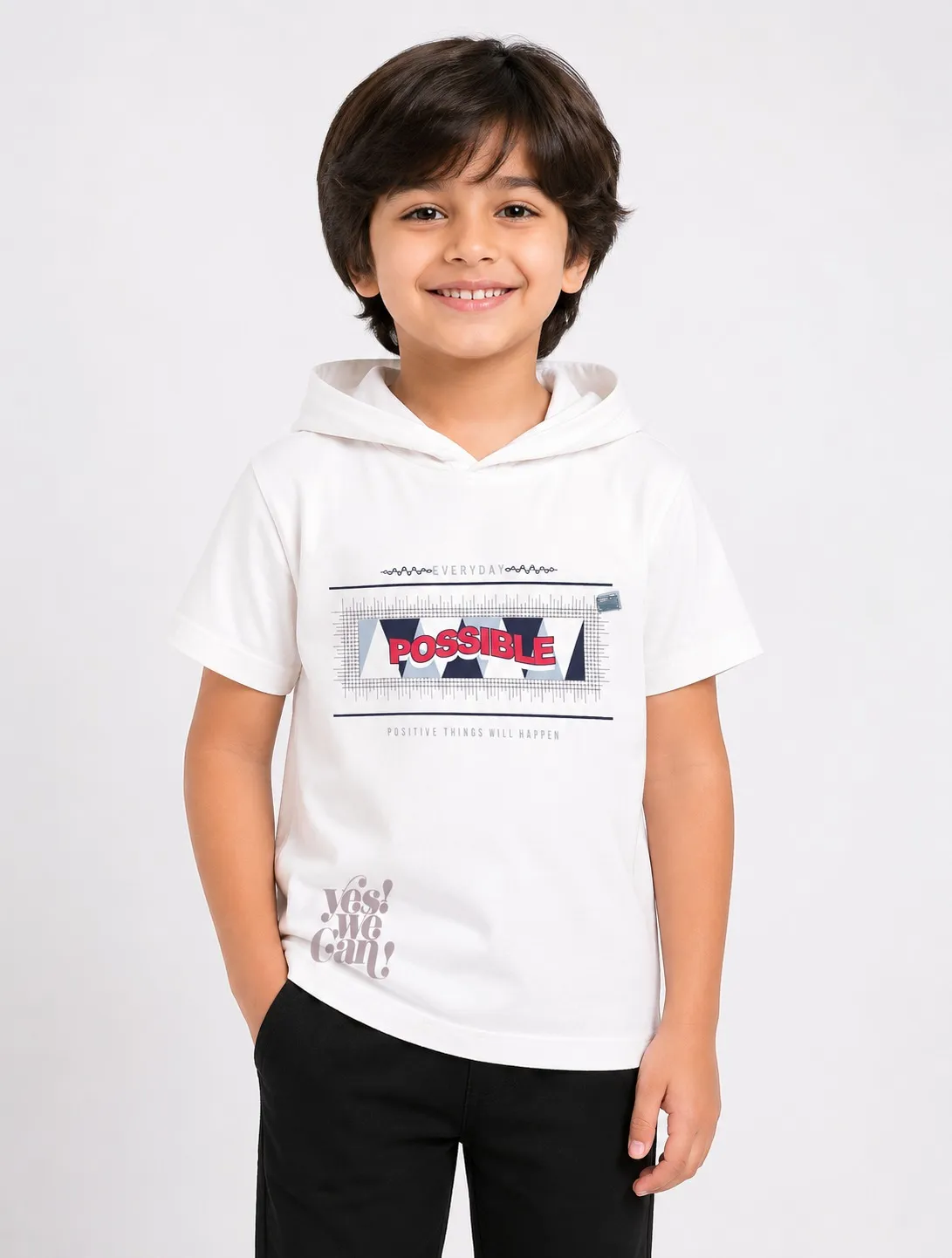 White Boys Premium Printed Half Sleeve Cooper Hood T Shirt